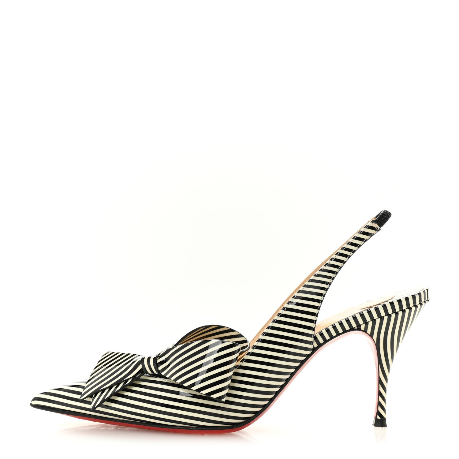 クリスチャンルブタン　PATENT 35 Christian Louboutin Patent Stripes Clare Nodo 80 Pumps 35 Black