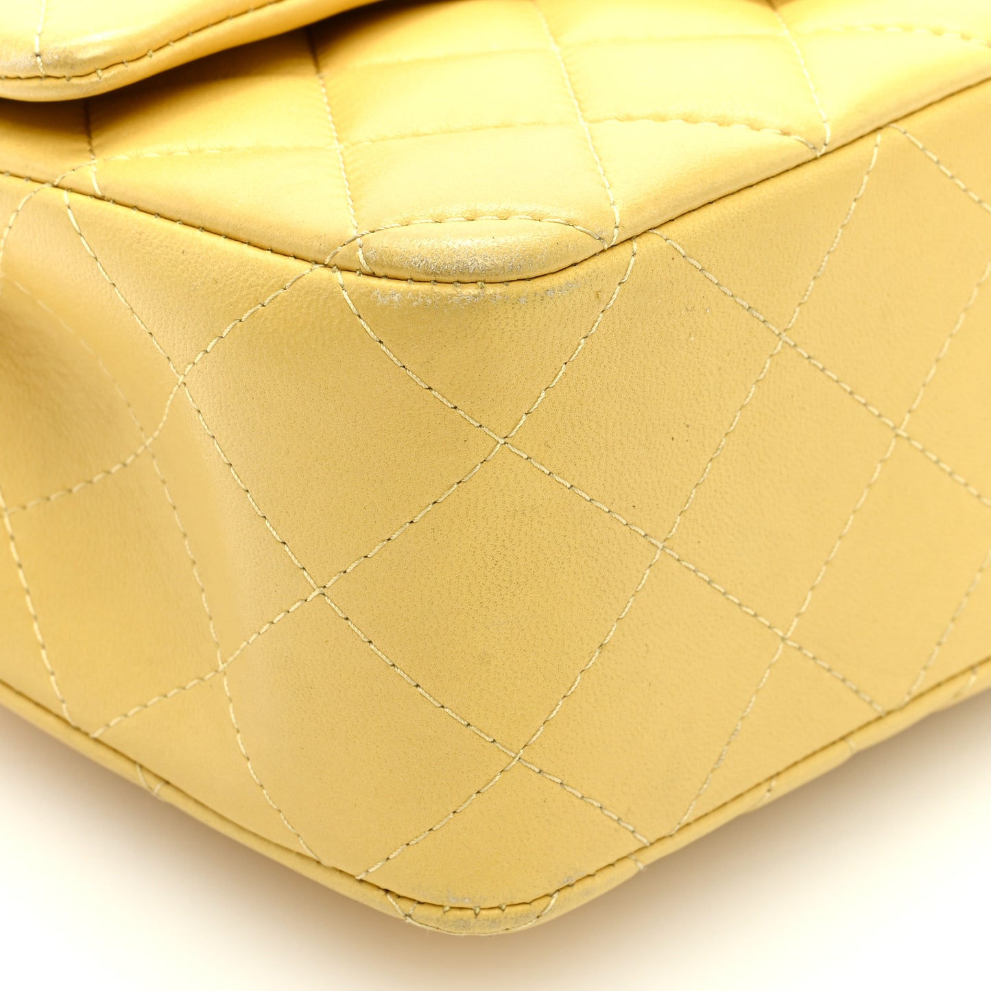 Lambskin Quilted Mini Rectangular Flap Yellow
