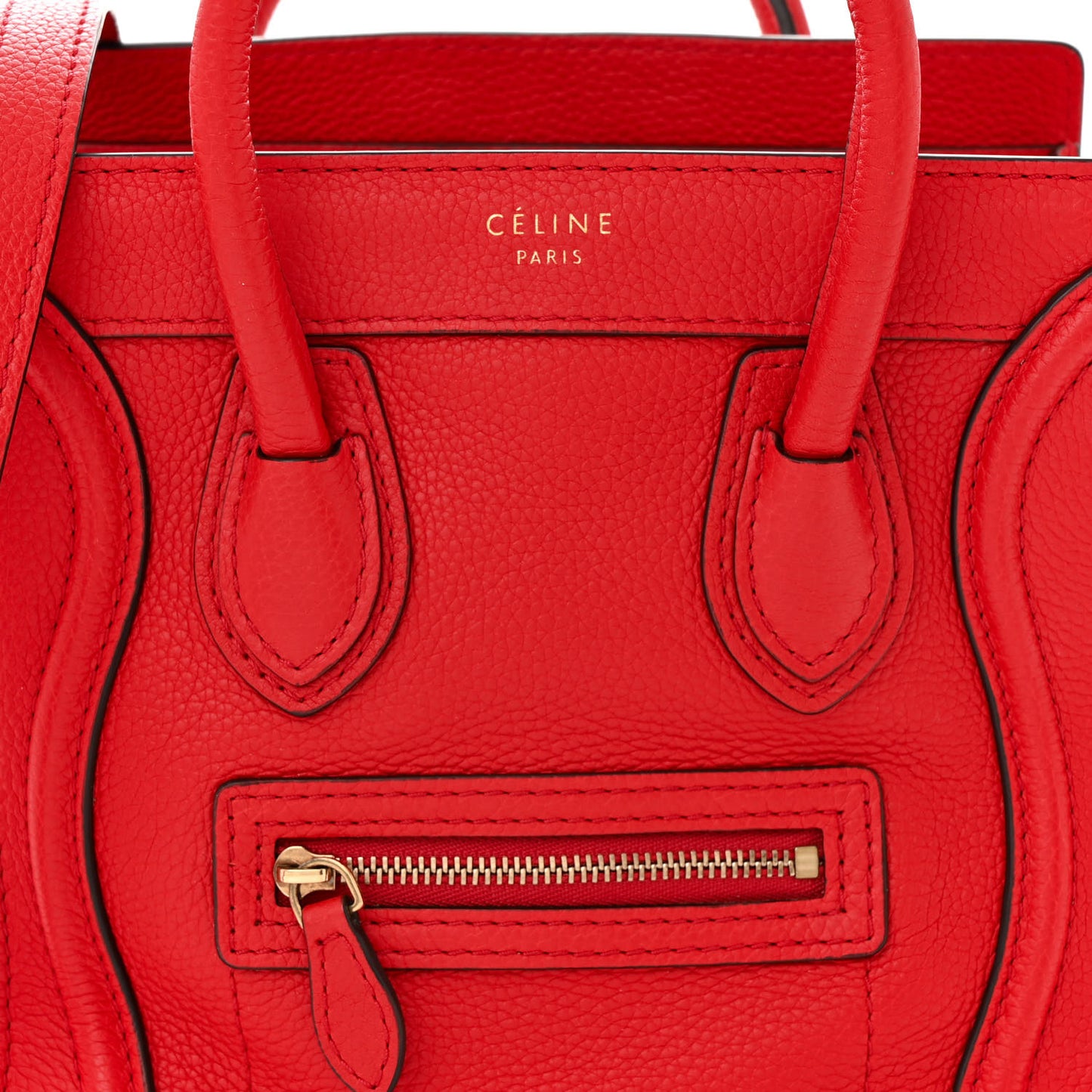 Drummed Calfskin Nano Luggage Red