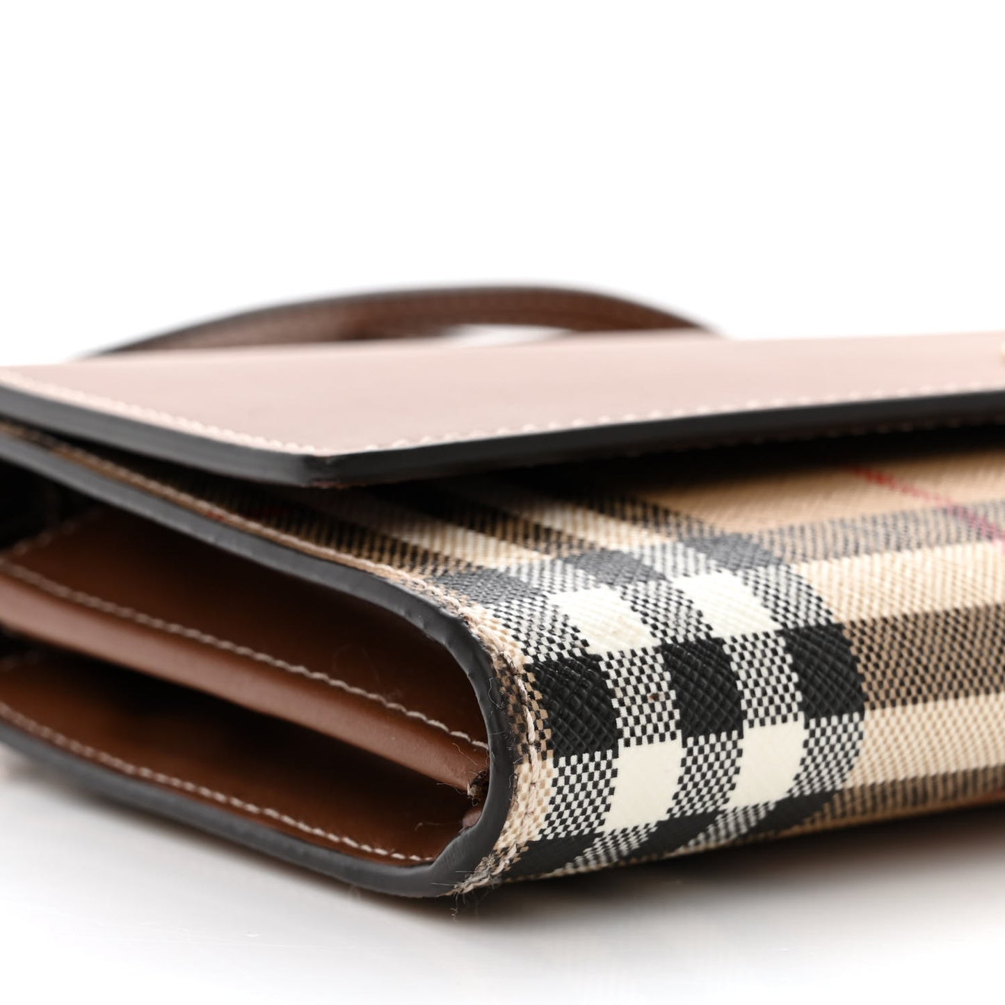 Calfskin Vintage Check Wallet With Detachable Strap Archive Beige Tan
