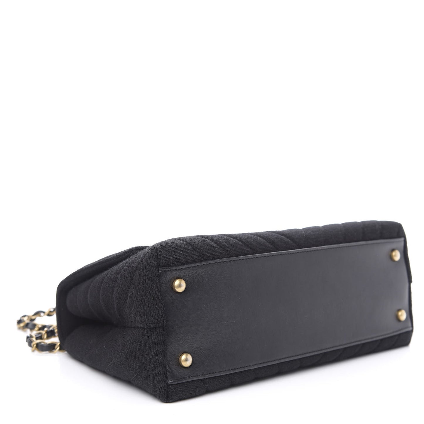 Jersey Chevron Quilted Small Coco Handle Flap Black