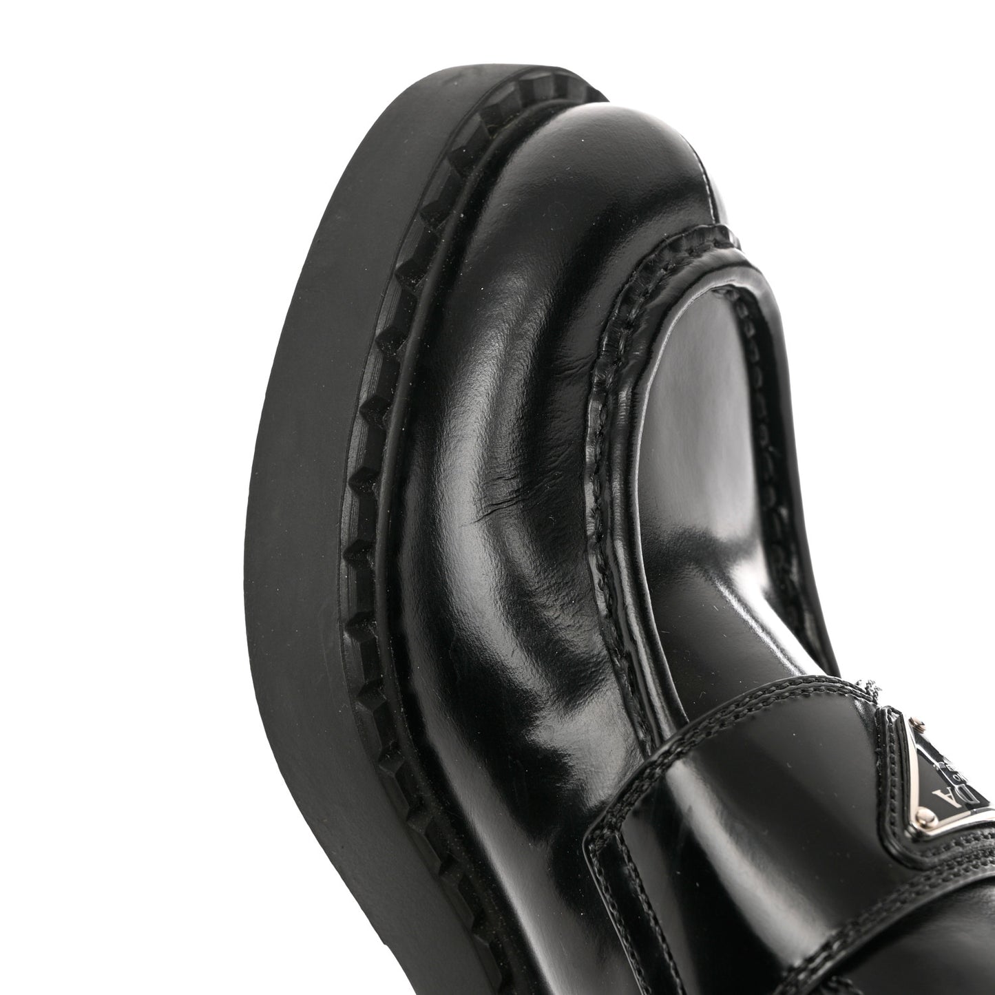 Spazzolato Metal Triangle Logo 50mm Loafers 39 Black