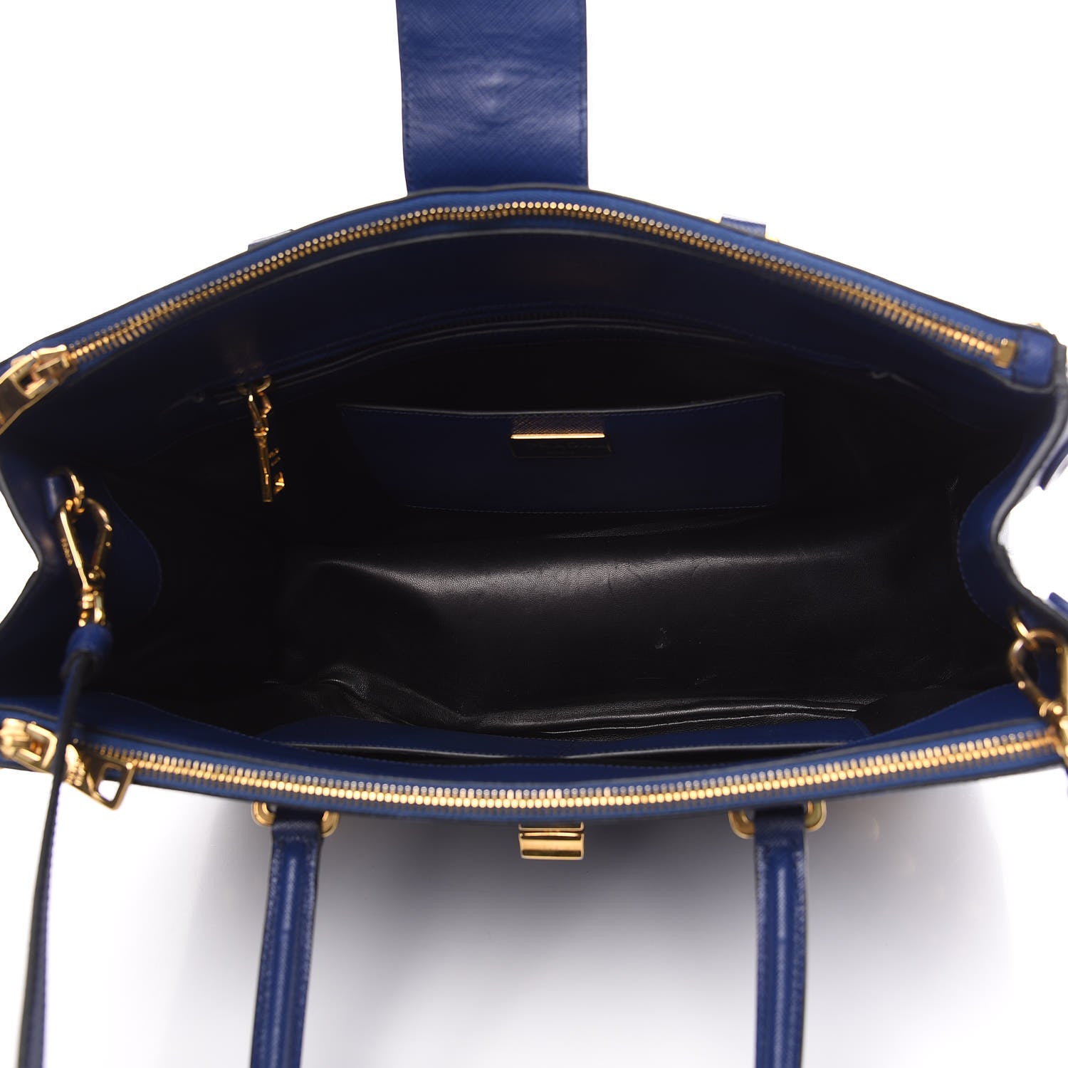 Prada Saffiano Studded Medium Double Zip Tote Bluette 4 of 7