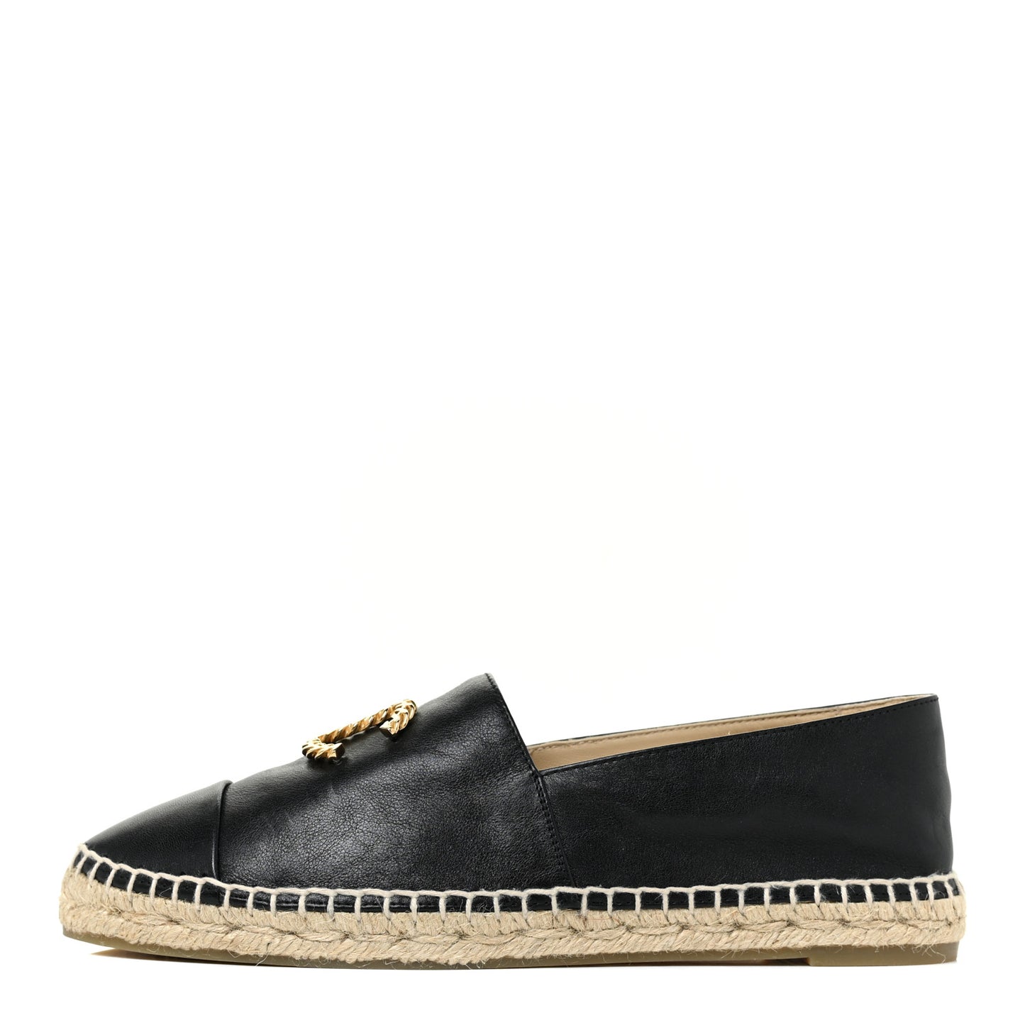 Calfskin Chain CC Espadrilles 40 Black