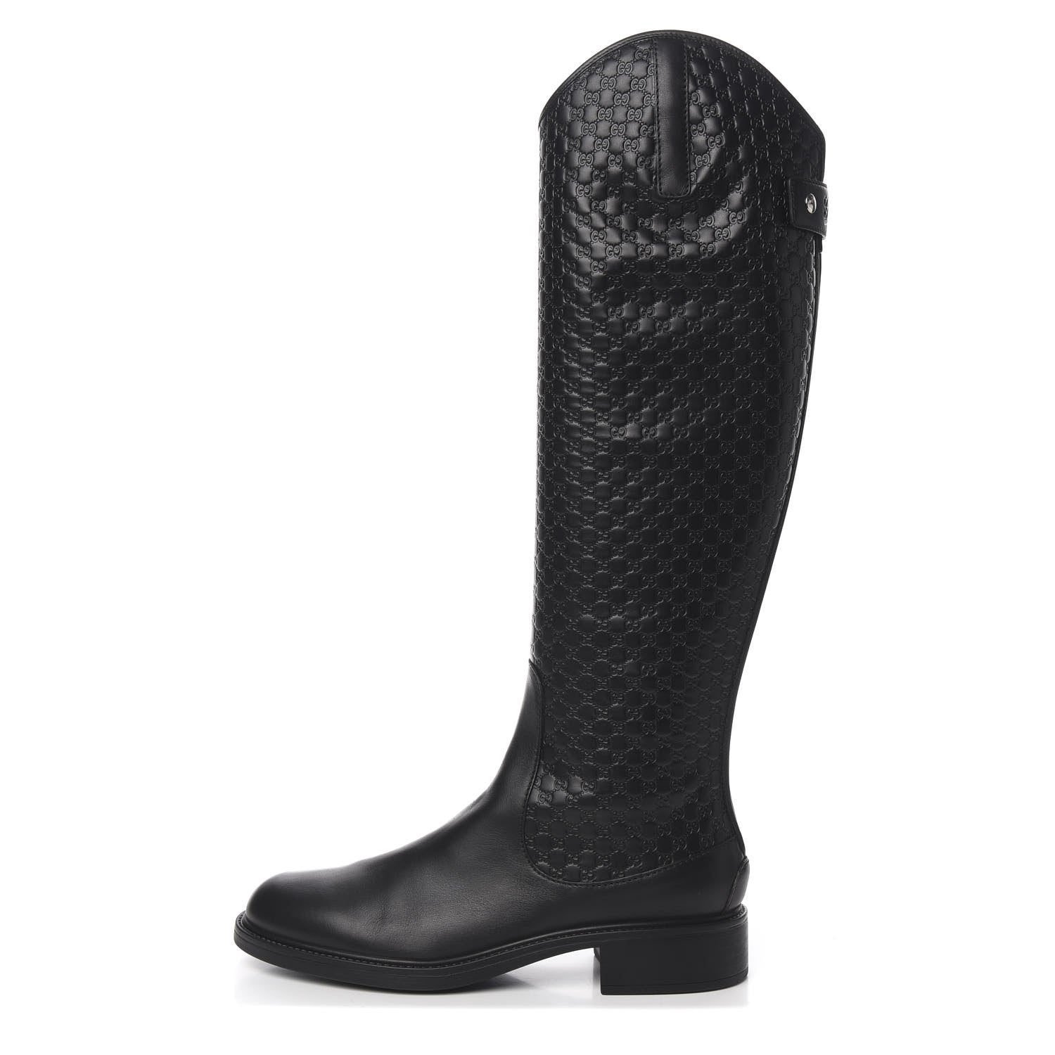 Gucci Microguccissima Knee High Riding Boots 41 Black 1 of 9