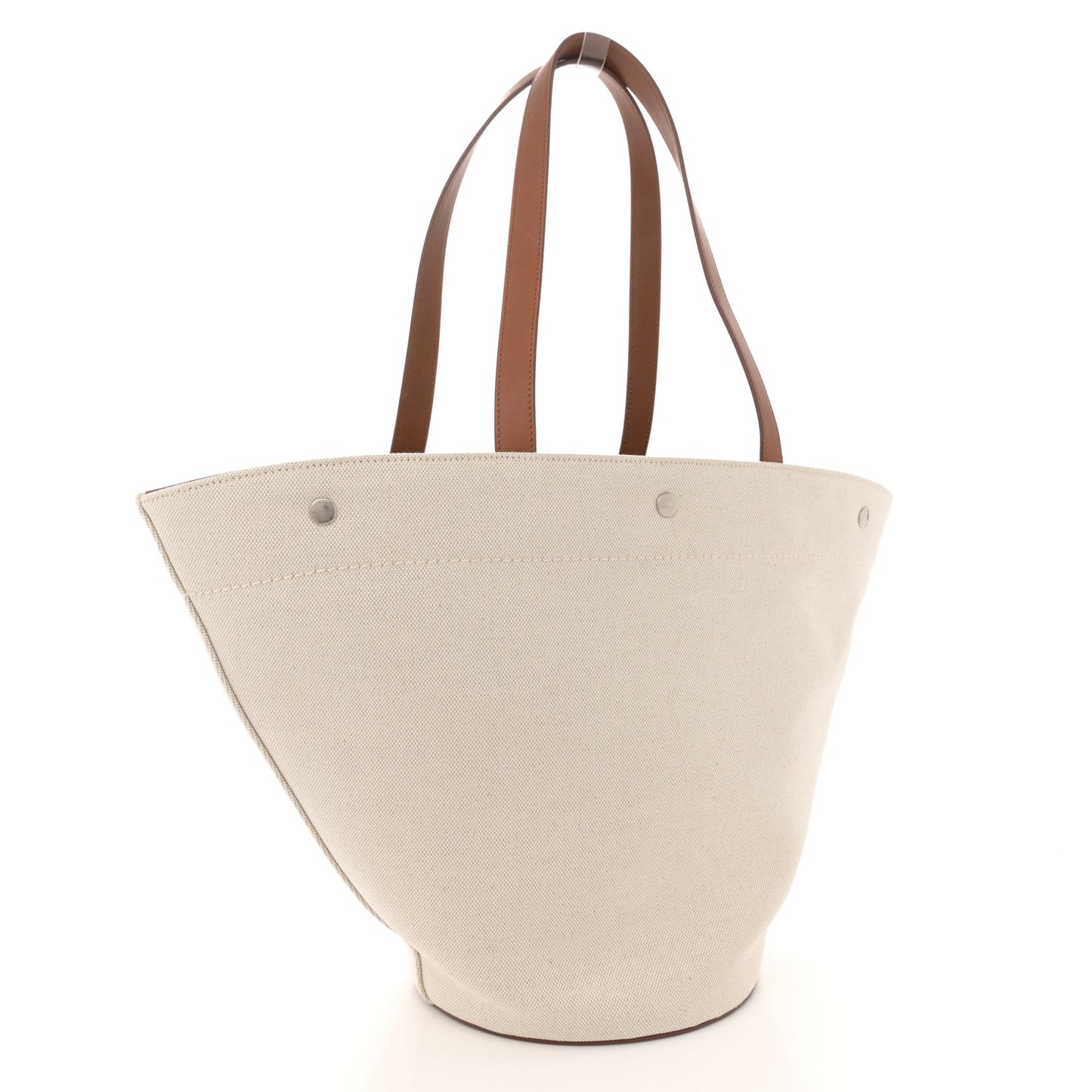 Canvas Calfskin Rive Gauche Trapezoid Tote Beige