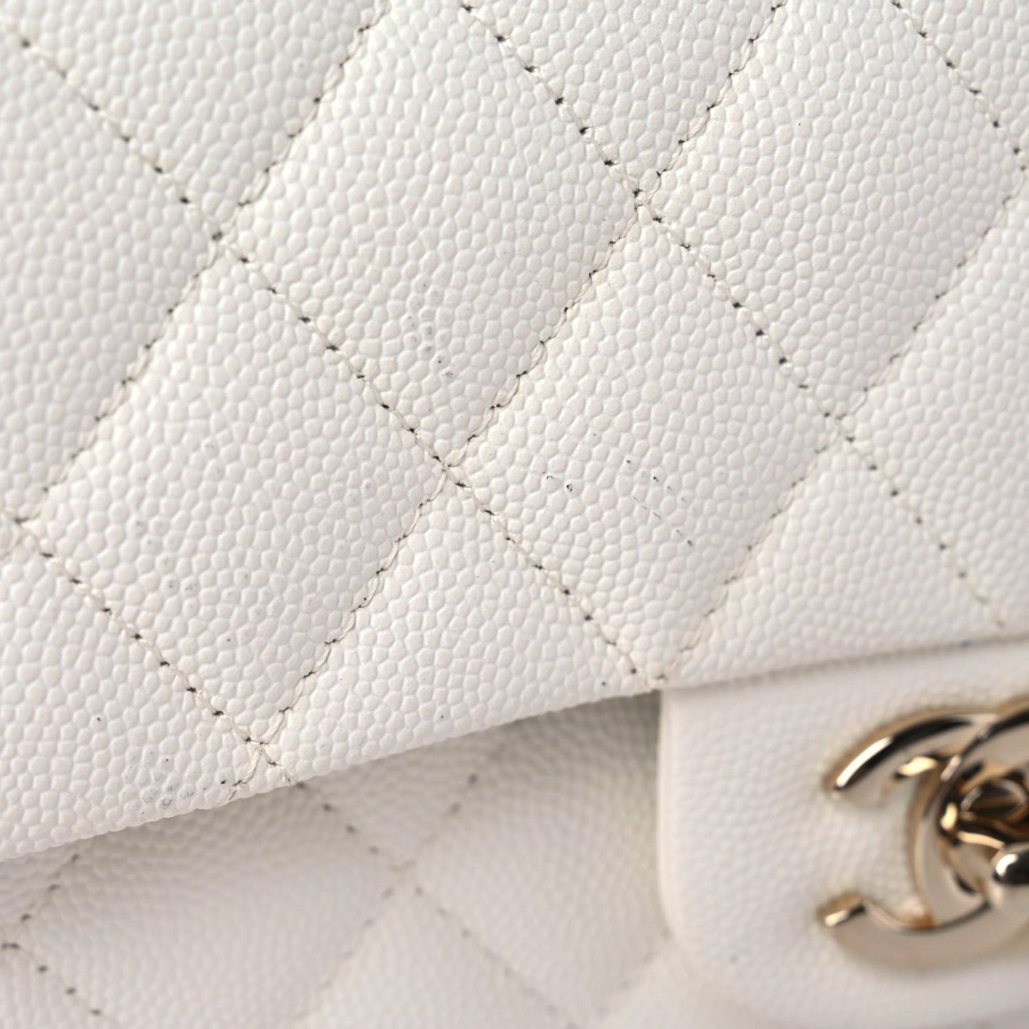 Caviar Quilted Small Double Flap White