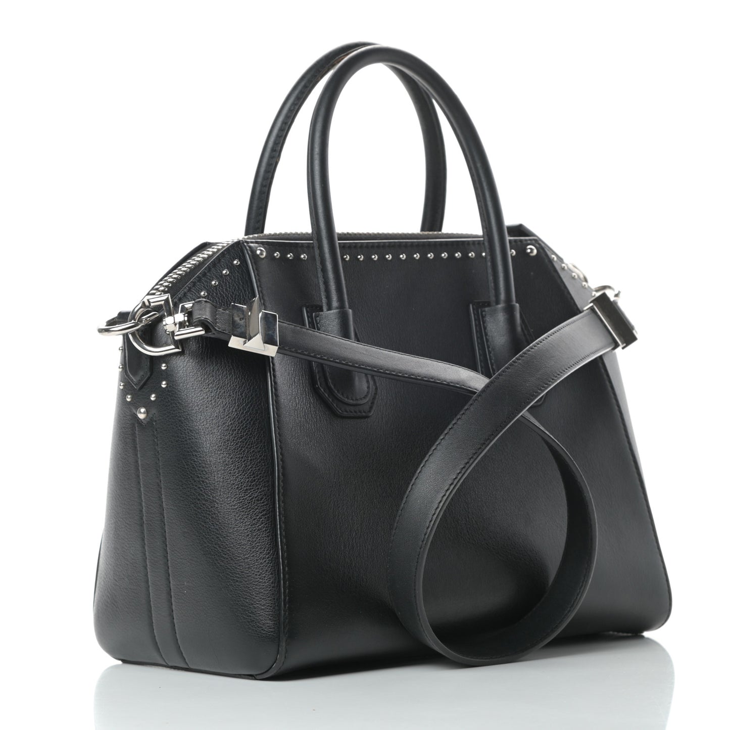 Smooth Calfskin Small Studded Antigona Black