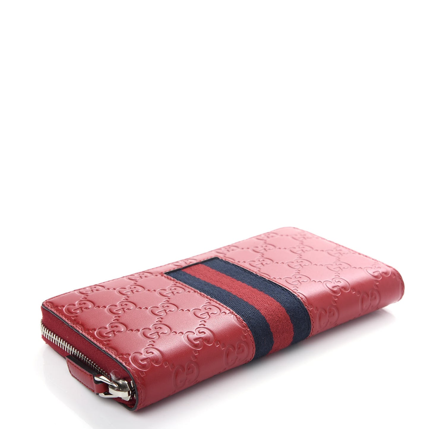 Guccissima Web Zip Around Wallet Red
