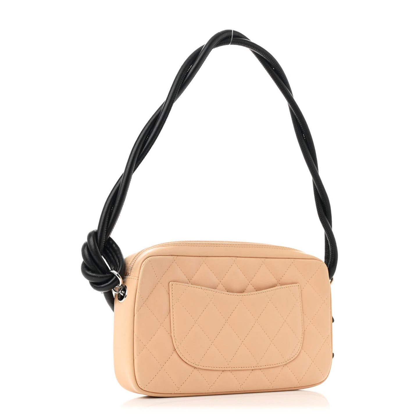 Calfskin Quilted Cambon Pochette Beige Black