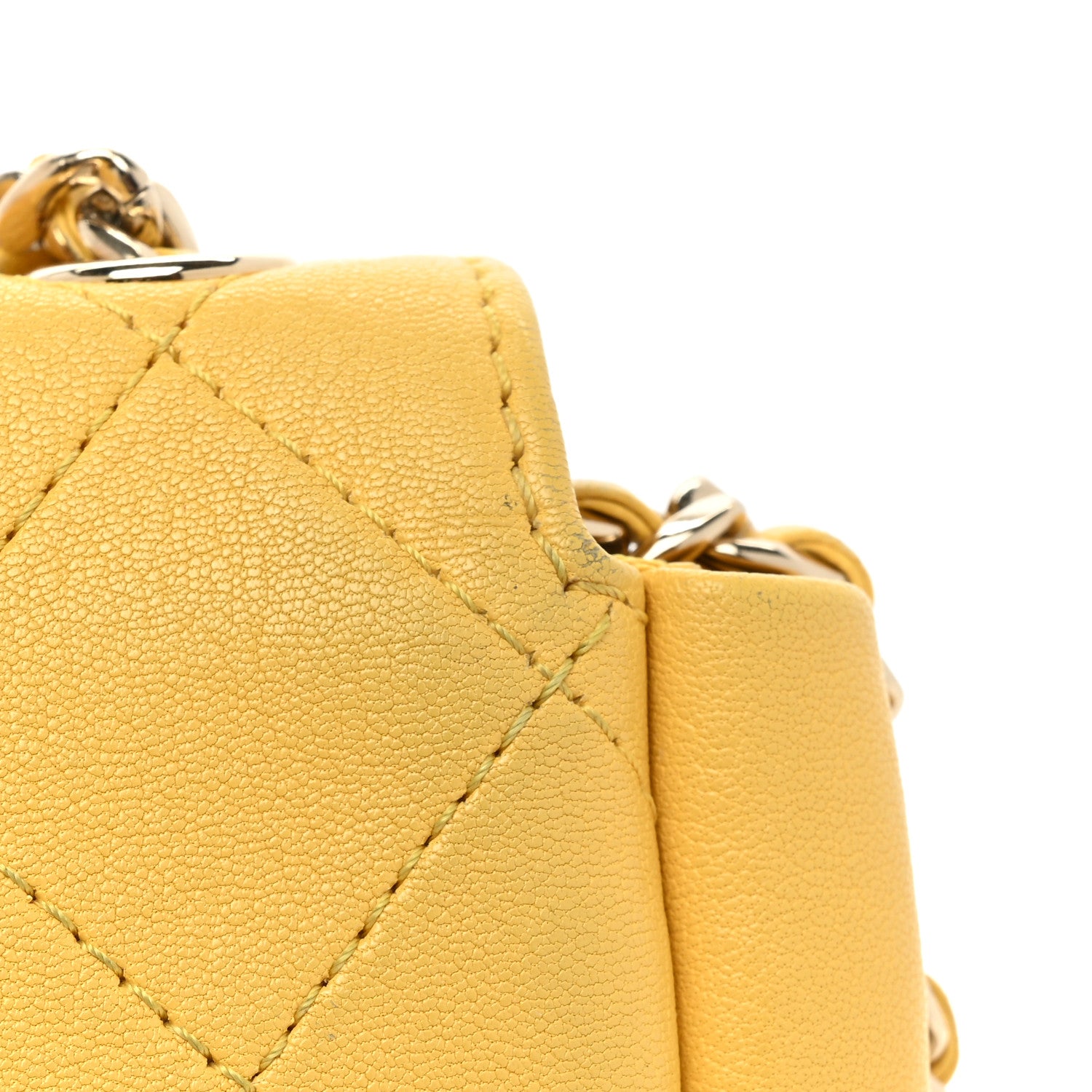 Chanel Goatskin Stitched Casual Trip Single Flap Yellow 16 of 18