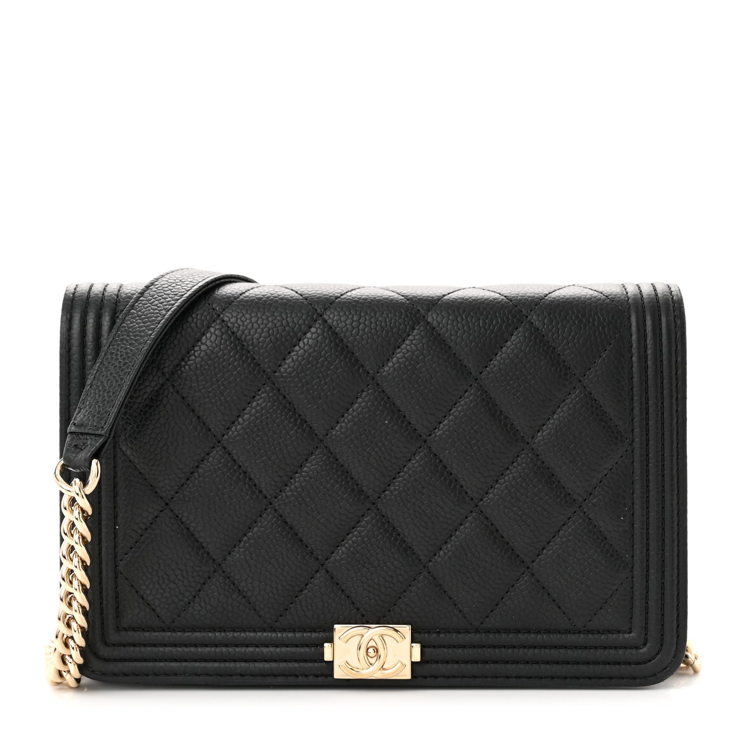 Caviar Quilted Boy Wallet On Chain WOC Black
