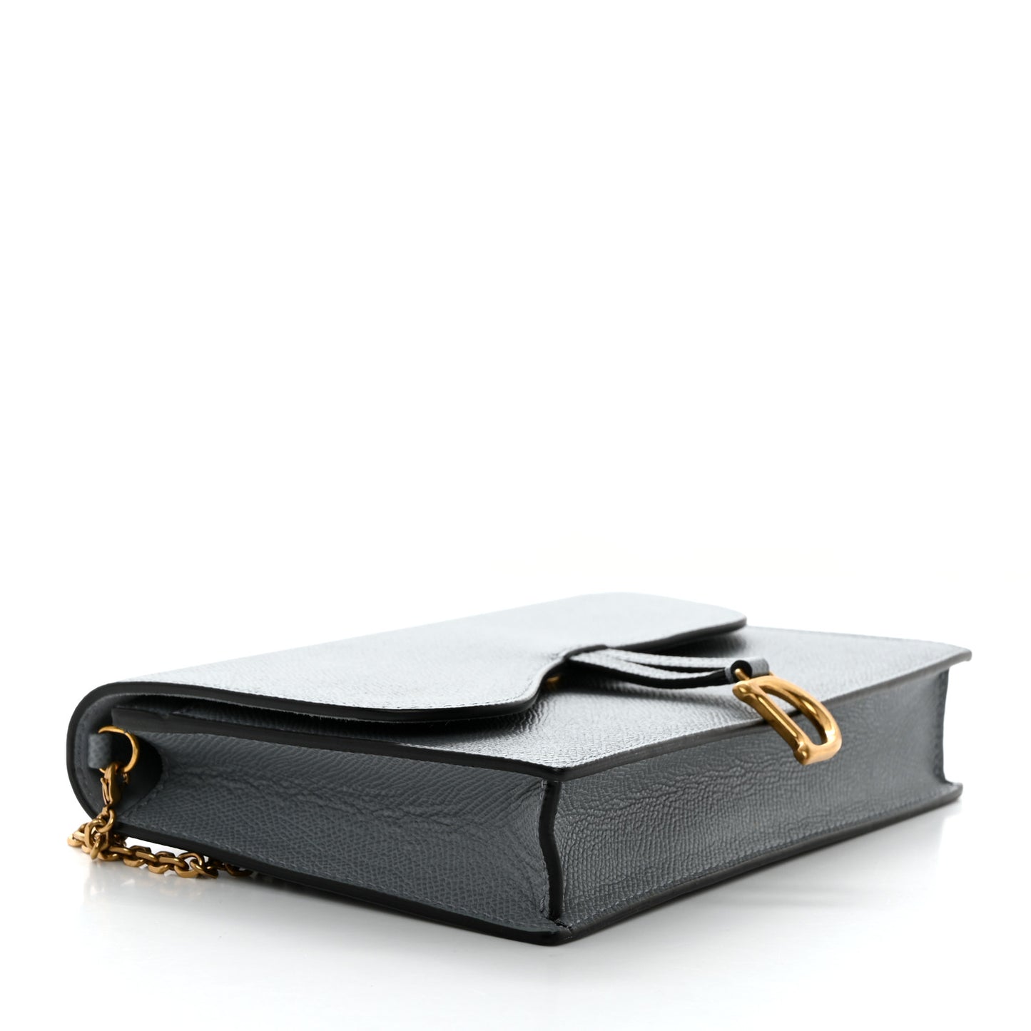 Grained Calfskin Saddle Chain Pouch Cloud Blue
