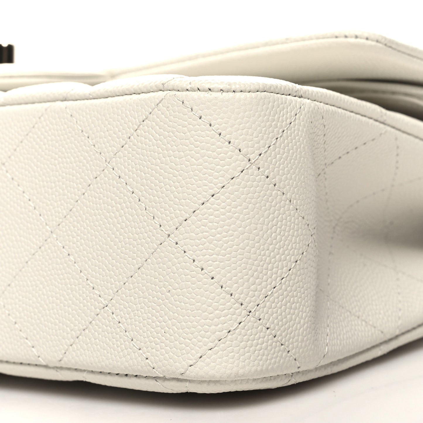 Caviar Quilted Medium Double Flap White