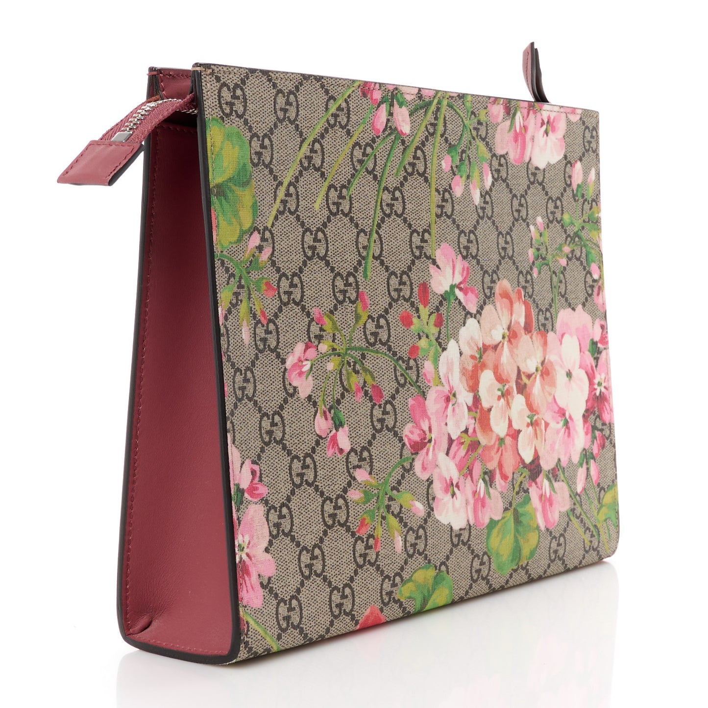 GG Supreme Monogram Blooms Large Cosmetic Case Beige Multicolor Dry Rose