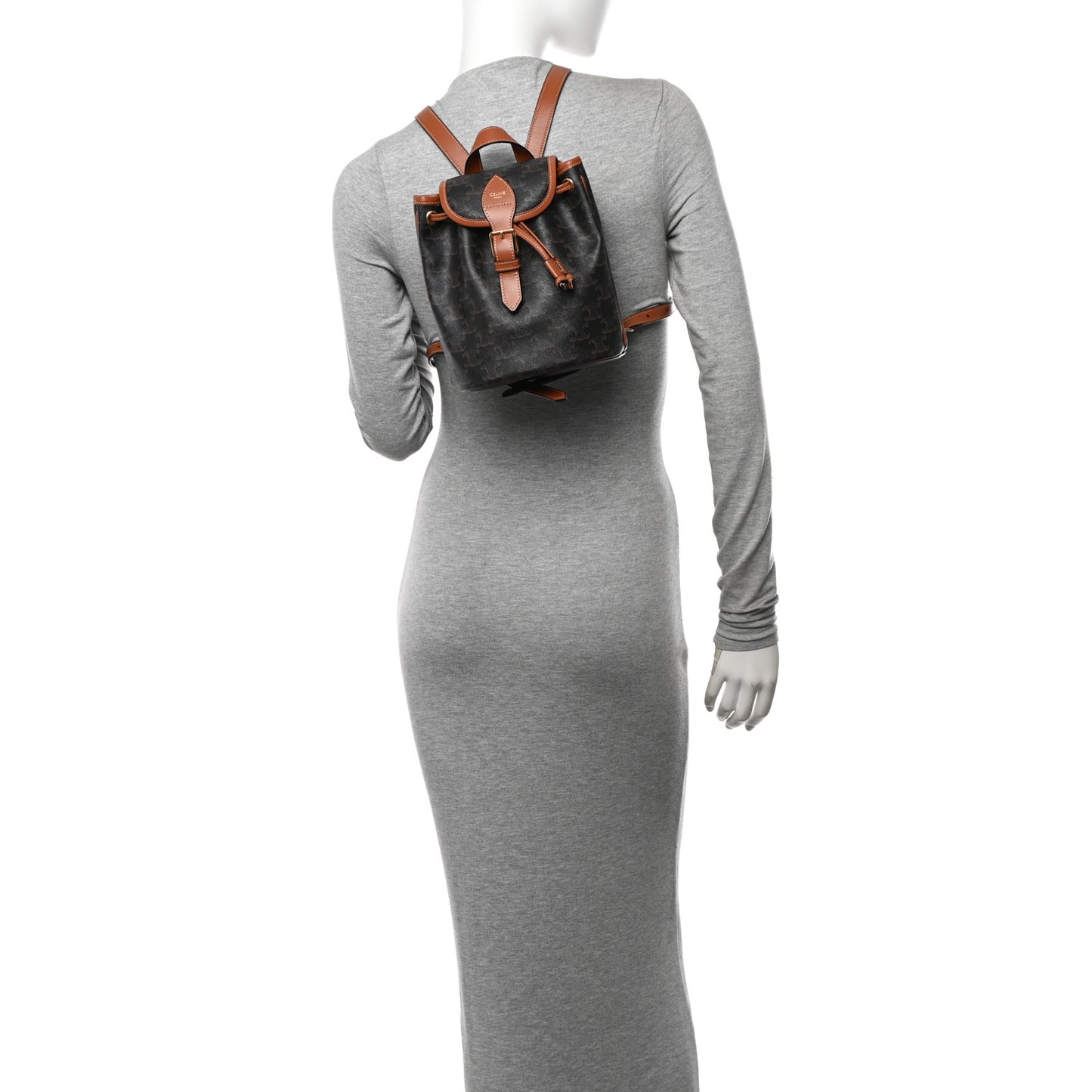 Triomphe Canvas Calfskin Mini Folco Backpack Tan