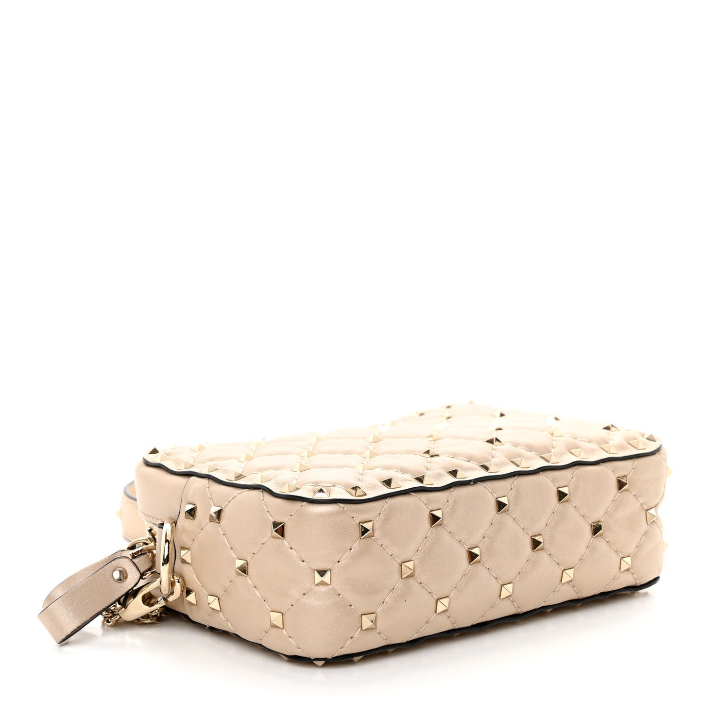 Metallic Nappa Rockstud Spike Camera Crossbody Bag Skin