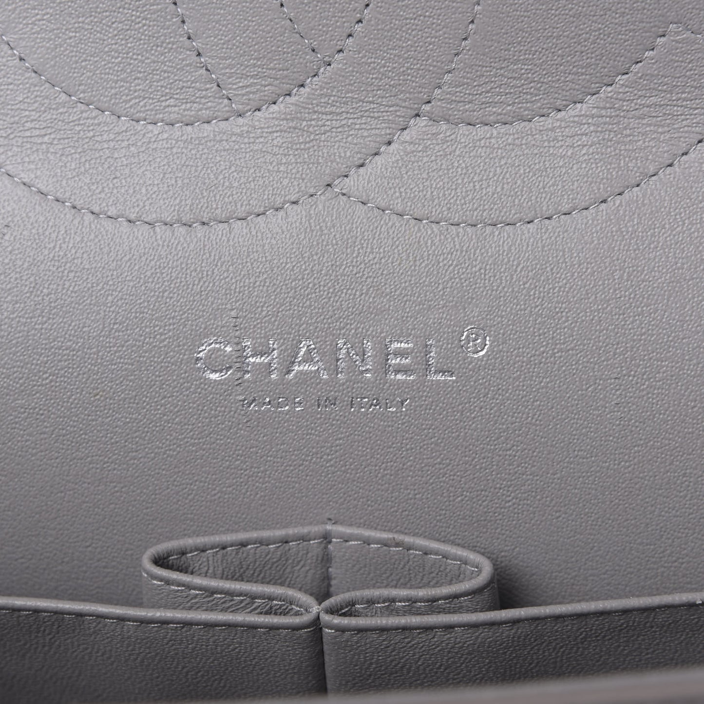 Lambskin Quilted Jumbo Double Flap Grey