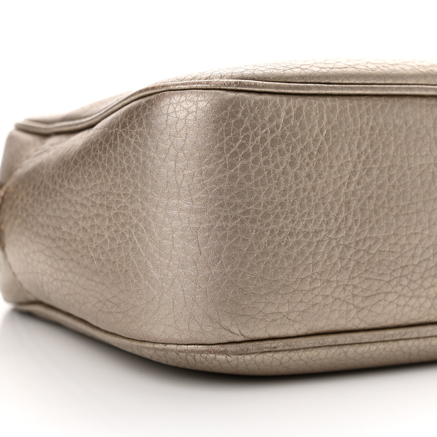 Metallic Pebbled Calfskin Small Soho Disco Bag Golden Beige