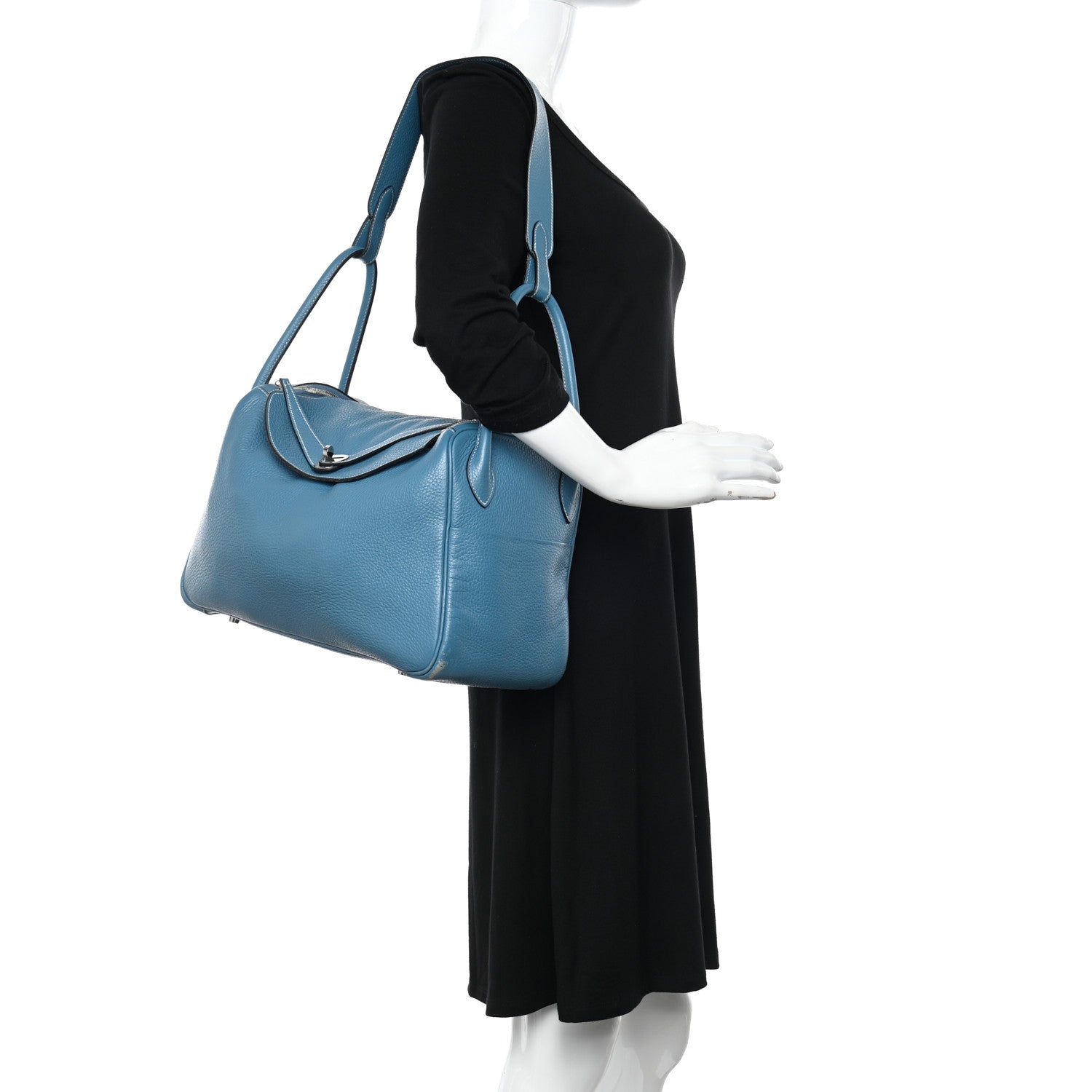 Hermes Taurillon Clemence Lindy 34 Bleu Jean 2 of 21