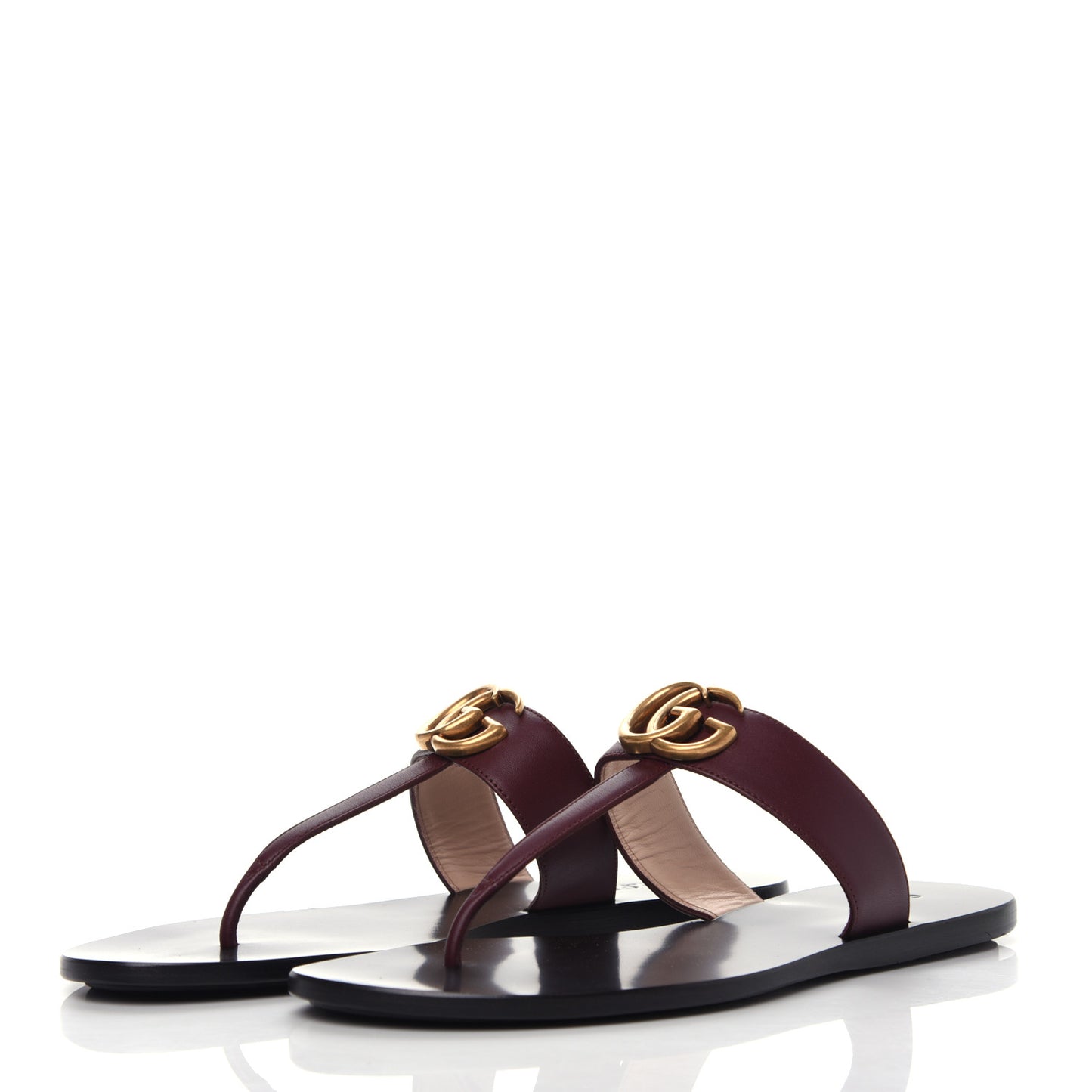 Calfskin GG Marmont Thong Sandals 38.5 Vintage Bordeaux