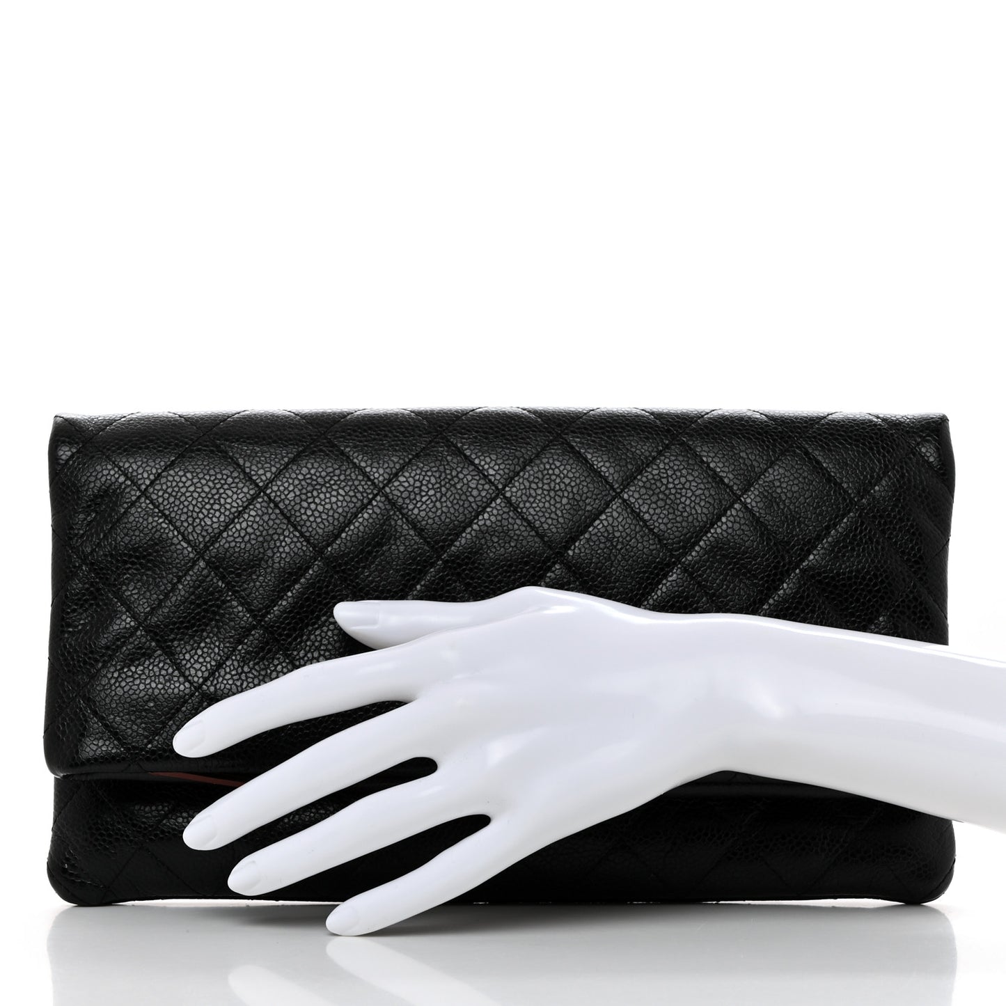 Caviar Quilted CC Beauty Clutch Black