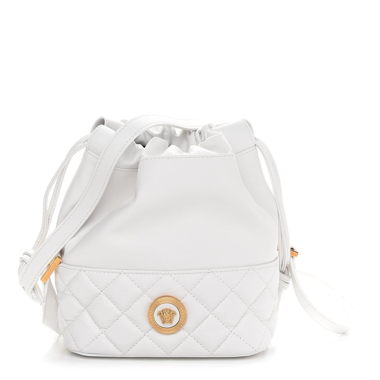 Nappa Quilted Medusa Bucket Bag White