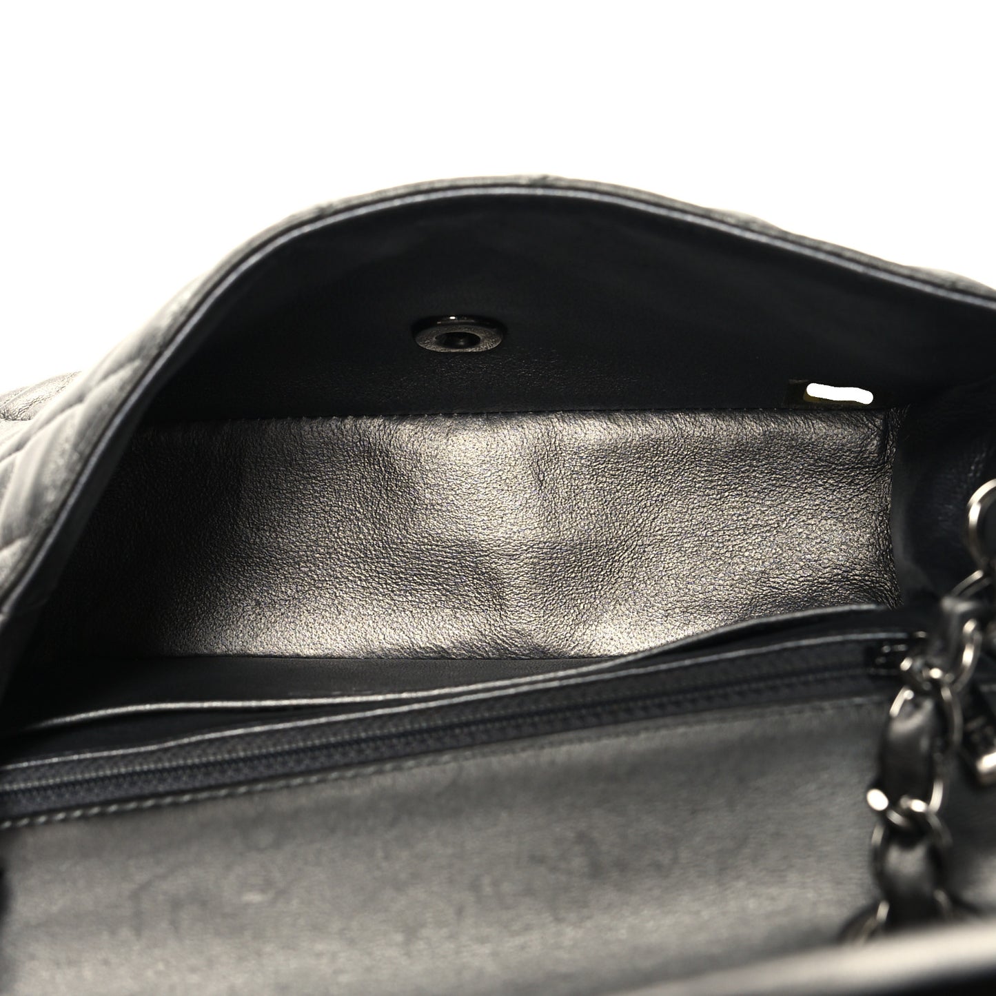 Iridescent Calfskin Quilted Mini Rectangular Flap Charcoal Grey