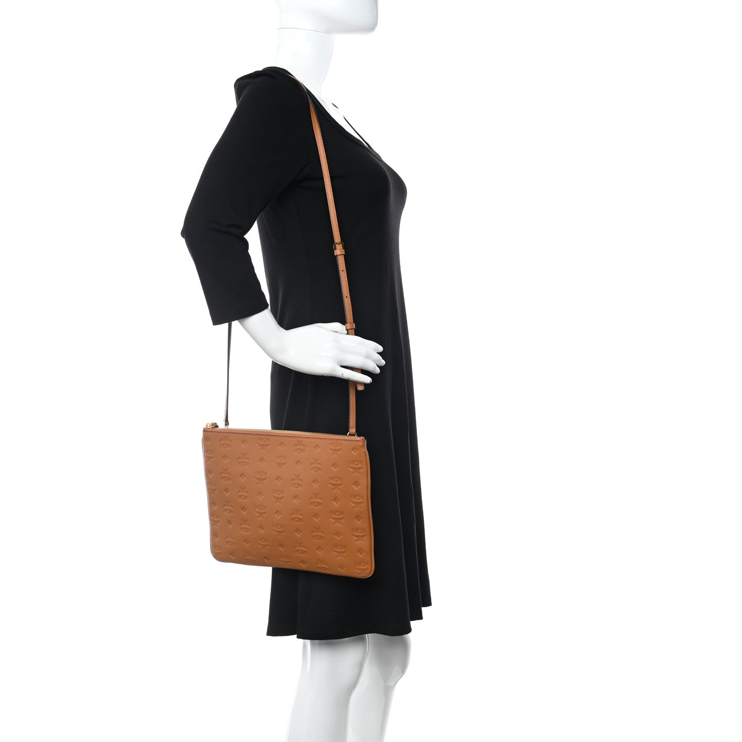 MCM Calfskin Ottomar Crossbody Pouch Cognac 2 of 10