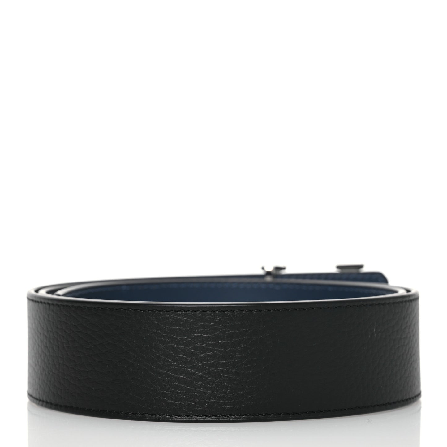 Calfskin 40mm Damier LV Reversible Belt 90 36 Black Blue