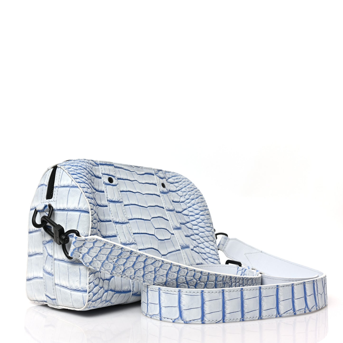 Crocodile Niloticus City Keepall Mat Meringue White Blue