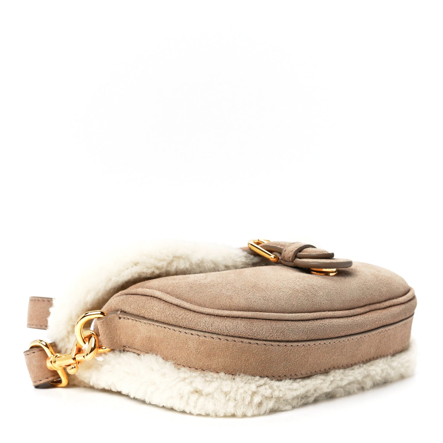 Suede Shearling Medium Bobby Flap Beige