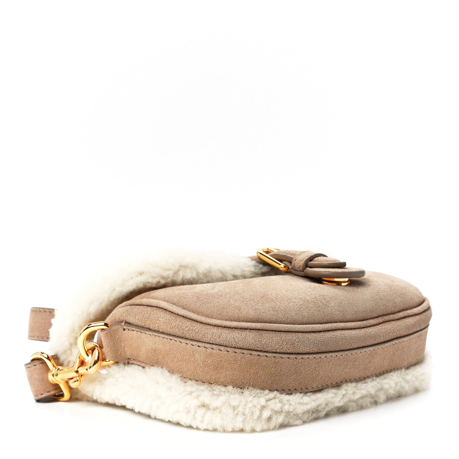 Christian Dior Suede Shearling Medium Bobby Flap Beige 4 of 10