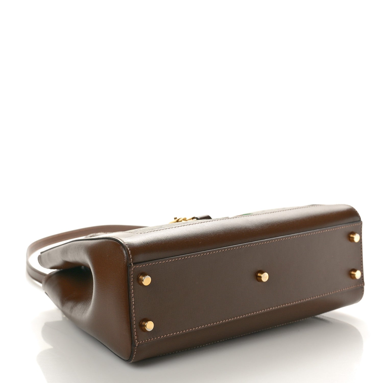 Gucci GG Supreme Monogram Azalea Calfskin Web Medium Jackie 1961 Tote Beige Ebony Brown Sugar 4 of 12