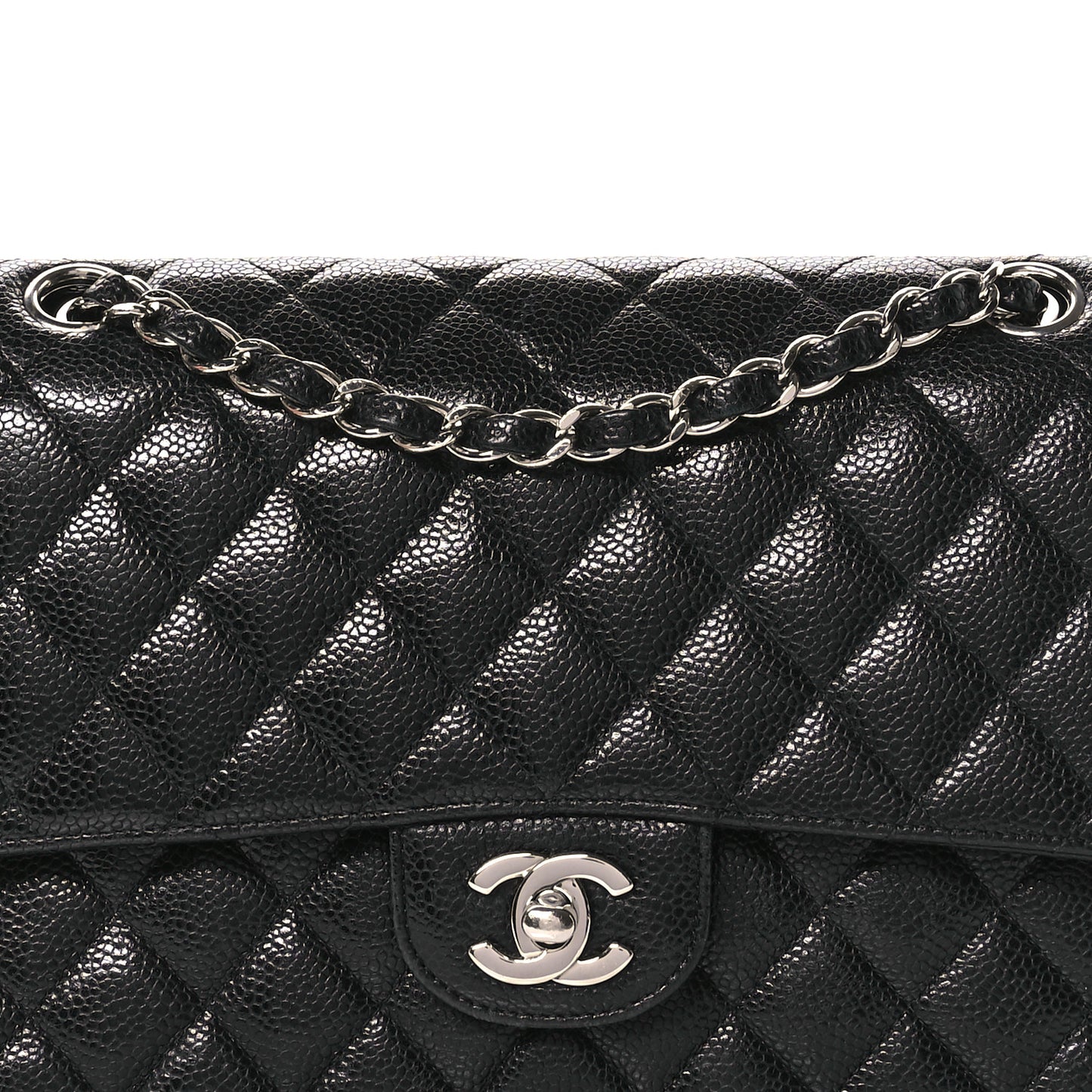 Caviar Quilted Medium Double Flap Black