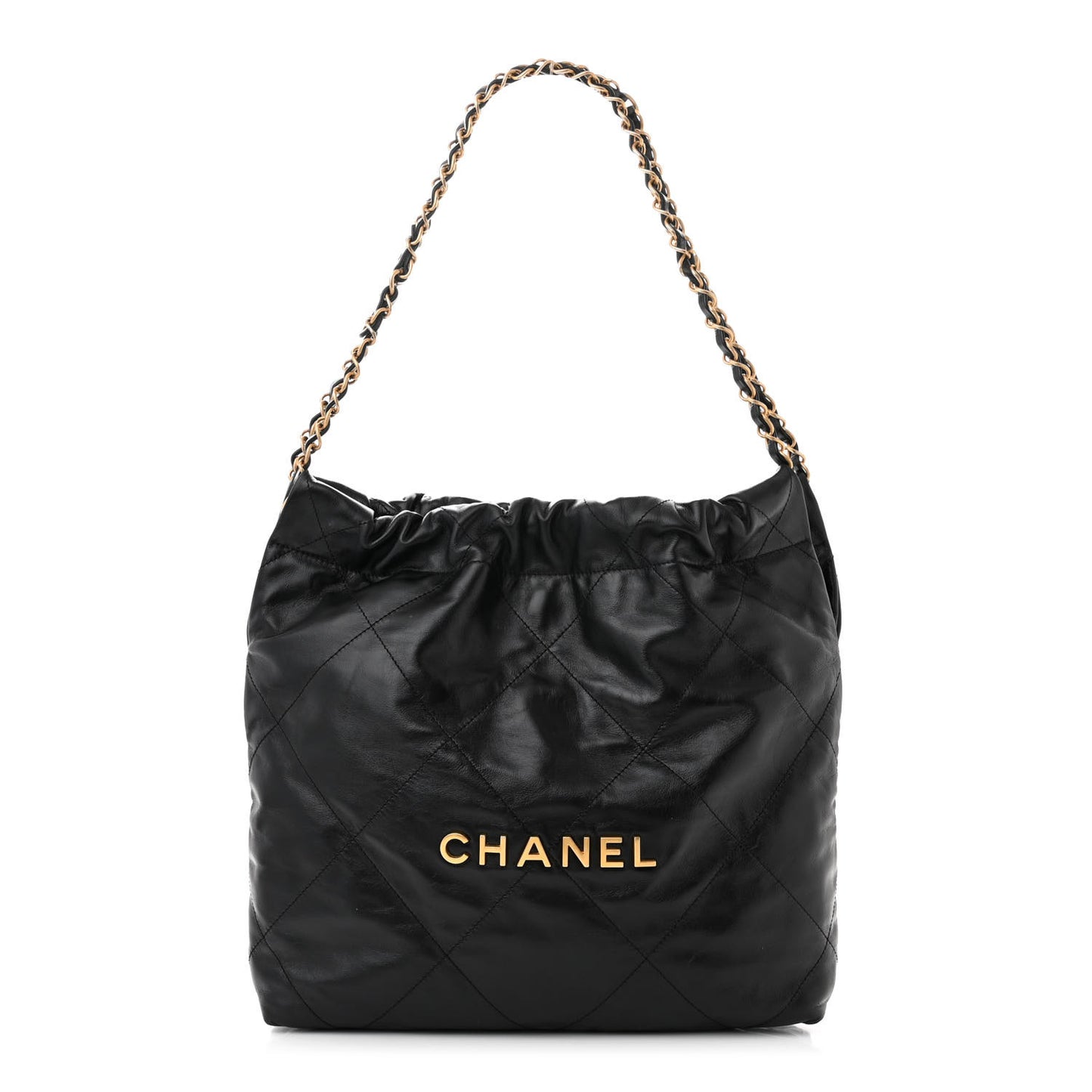 Shiny Calfskin Quilted Small Chanel 22 Black