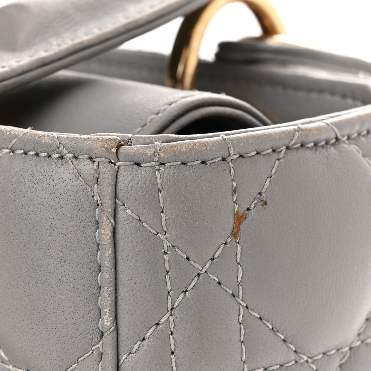 Lambskin Cannage Small Lucky Badges My Lady Dior Grey