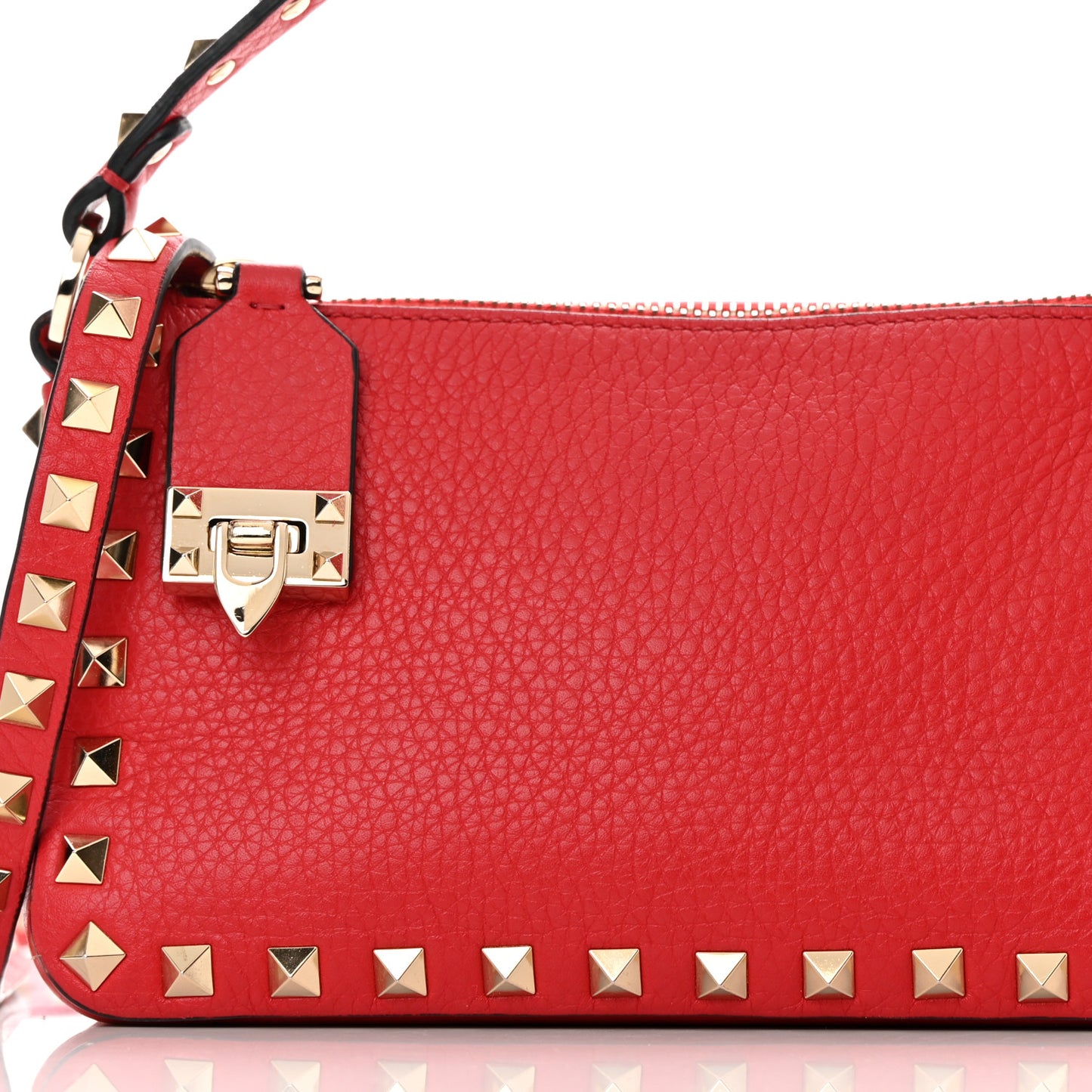 Pebbled Calfskin Small Rockstud Flip Lock Shoulder Bag Rouge Pur
