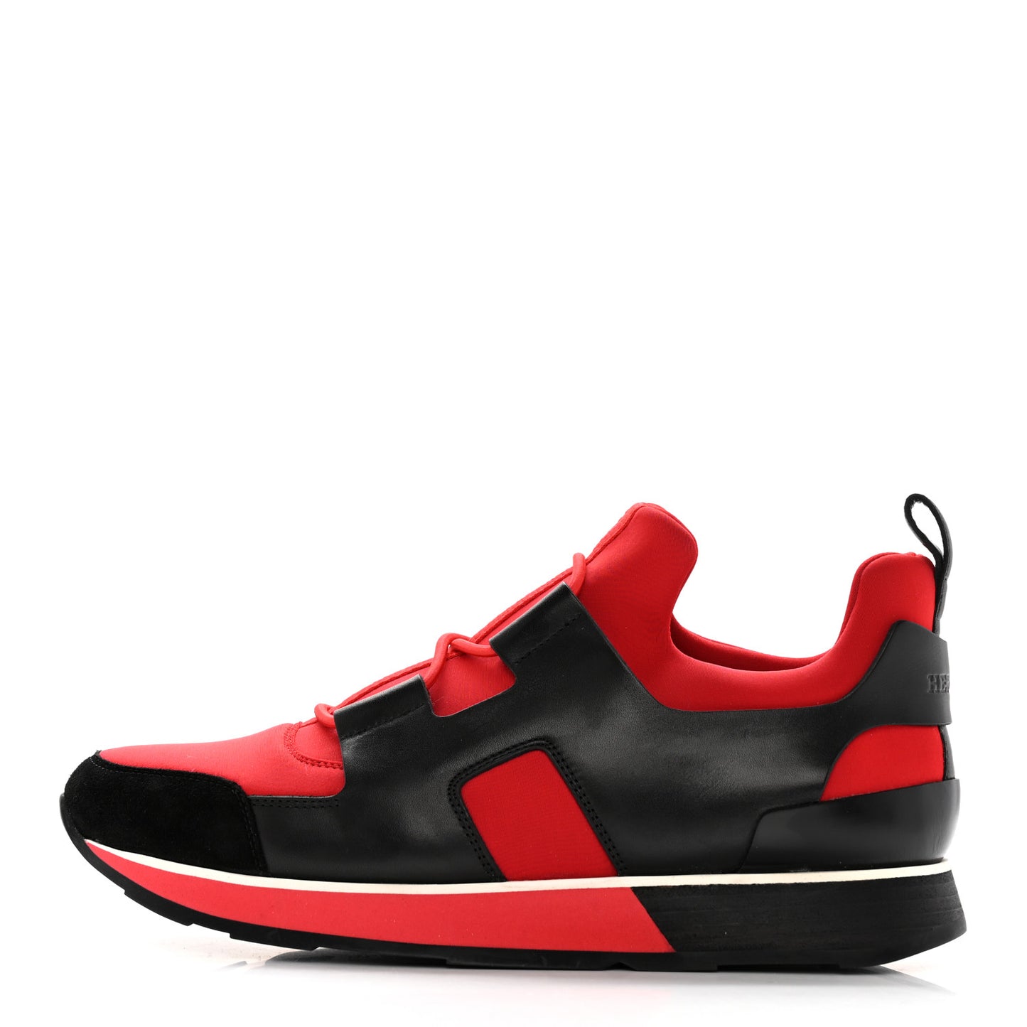 Technical Canvas Calfskin Goatskin Womens Player Sneakers 39 Rouge Black