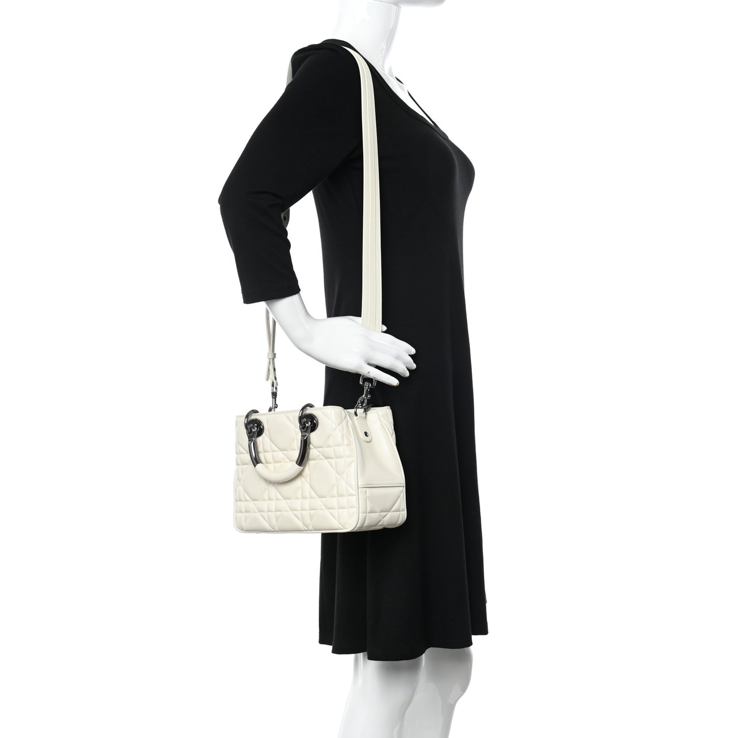 Calfskin Cannage Small The Lady 95.22 Ivory