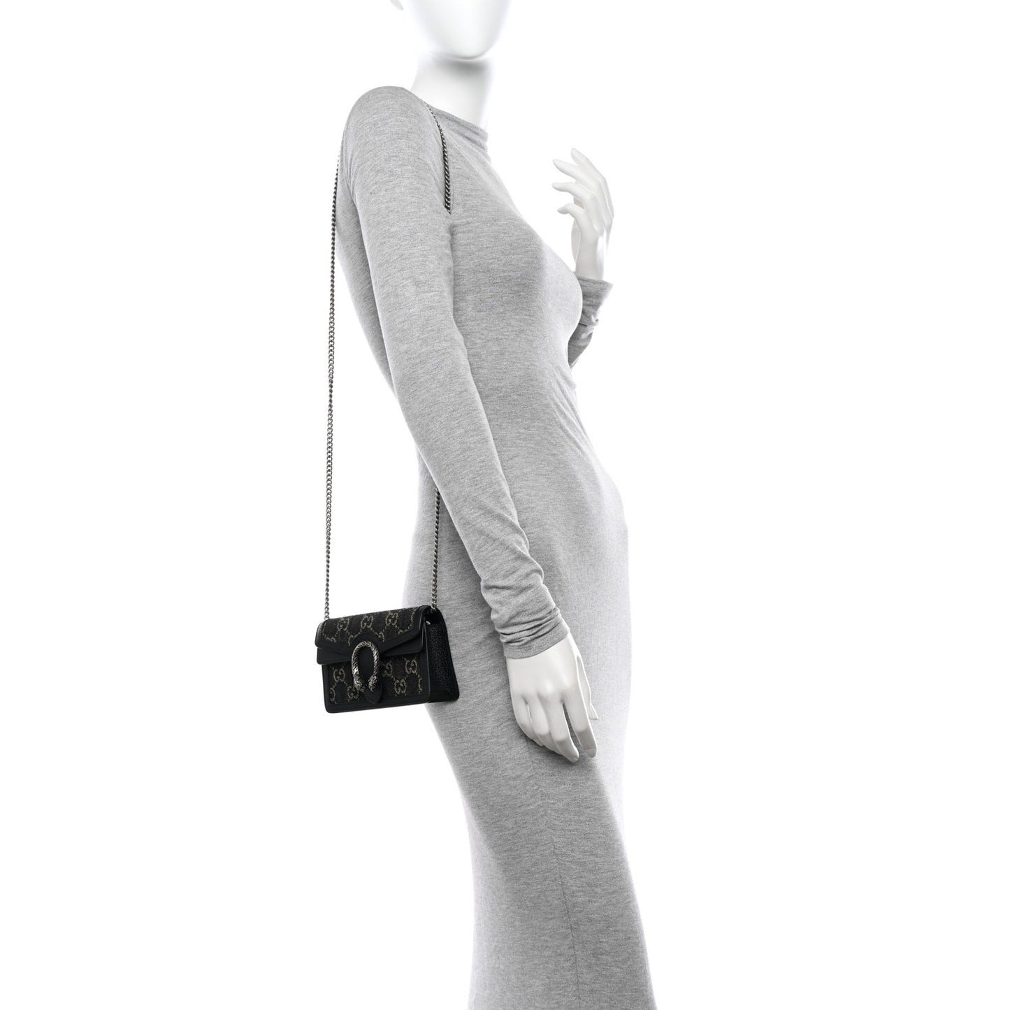 Jacquard Black Denim GG Monogram Super Mini Dionysus Shoulder Bag Black Ivory