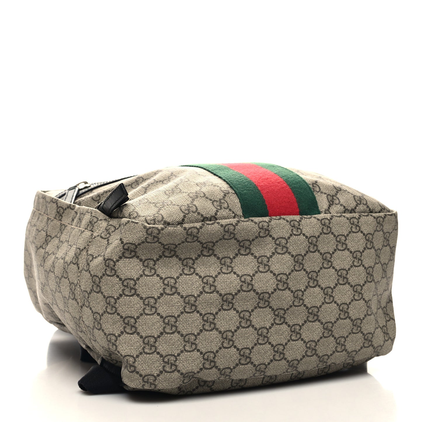 Soft GG Supreme Monogram Appia Calfskin Web Tote Backpack Beige Ebony Black