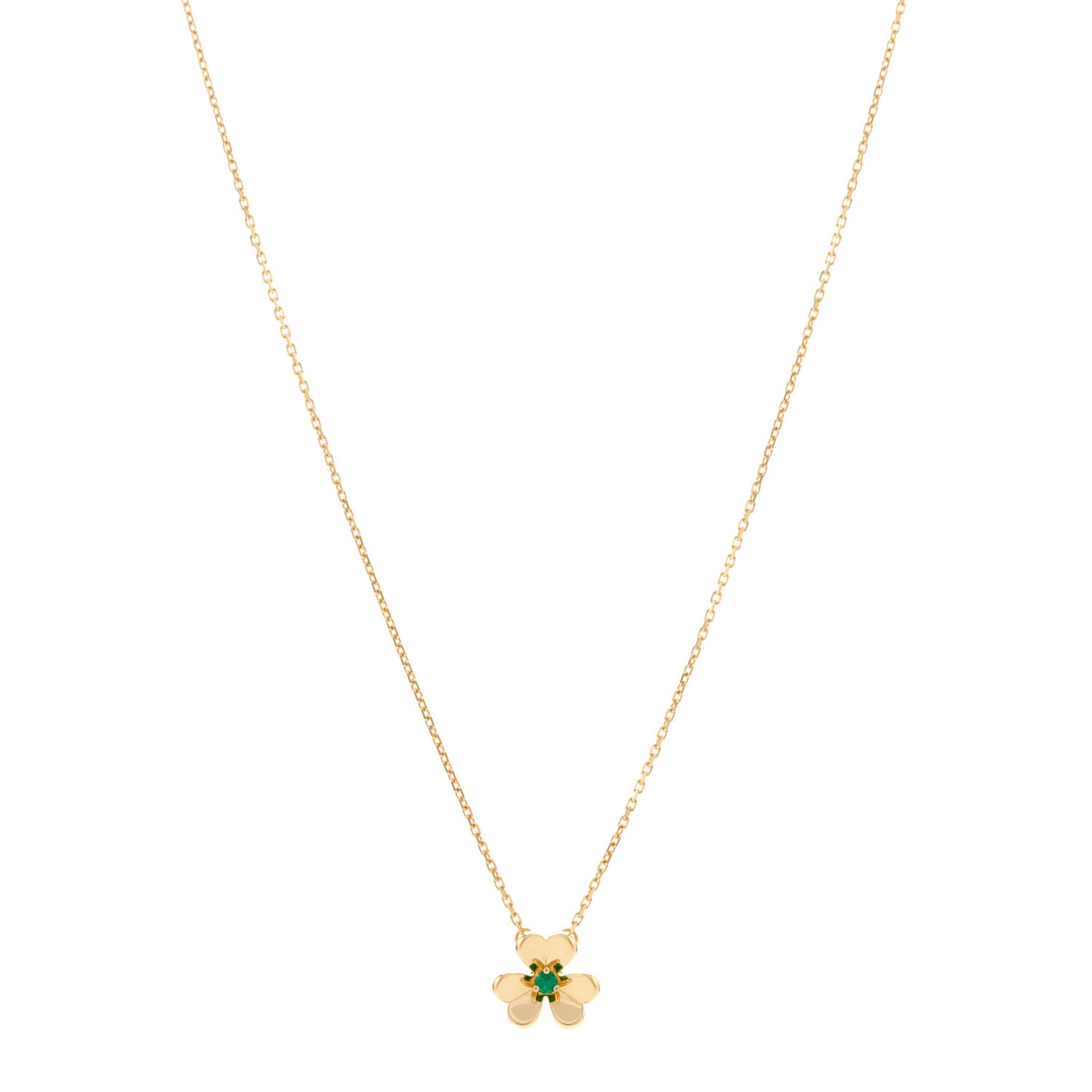 18K Yellow Gold Emerald Mini Frivole Pendant Necklace