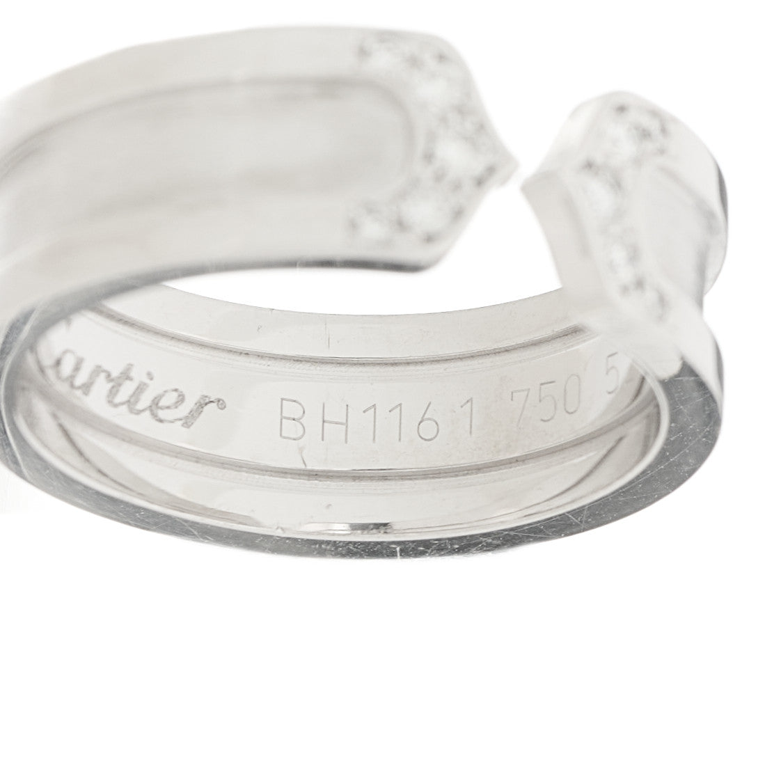 18K White Gold Diamond 6.5mm Logo De Cartier Ring 52 6