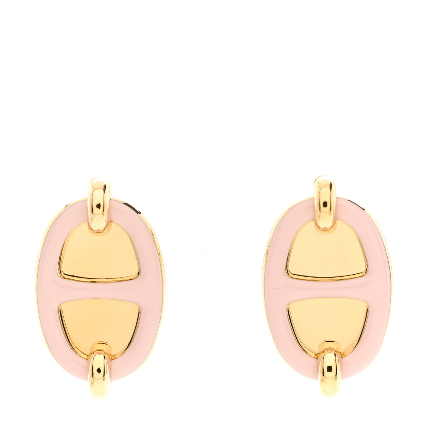Enamel Mini Maillon Earrings Rose Candeur
