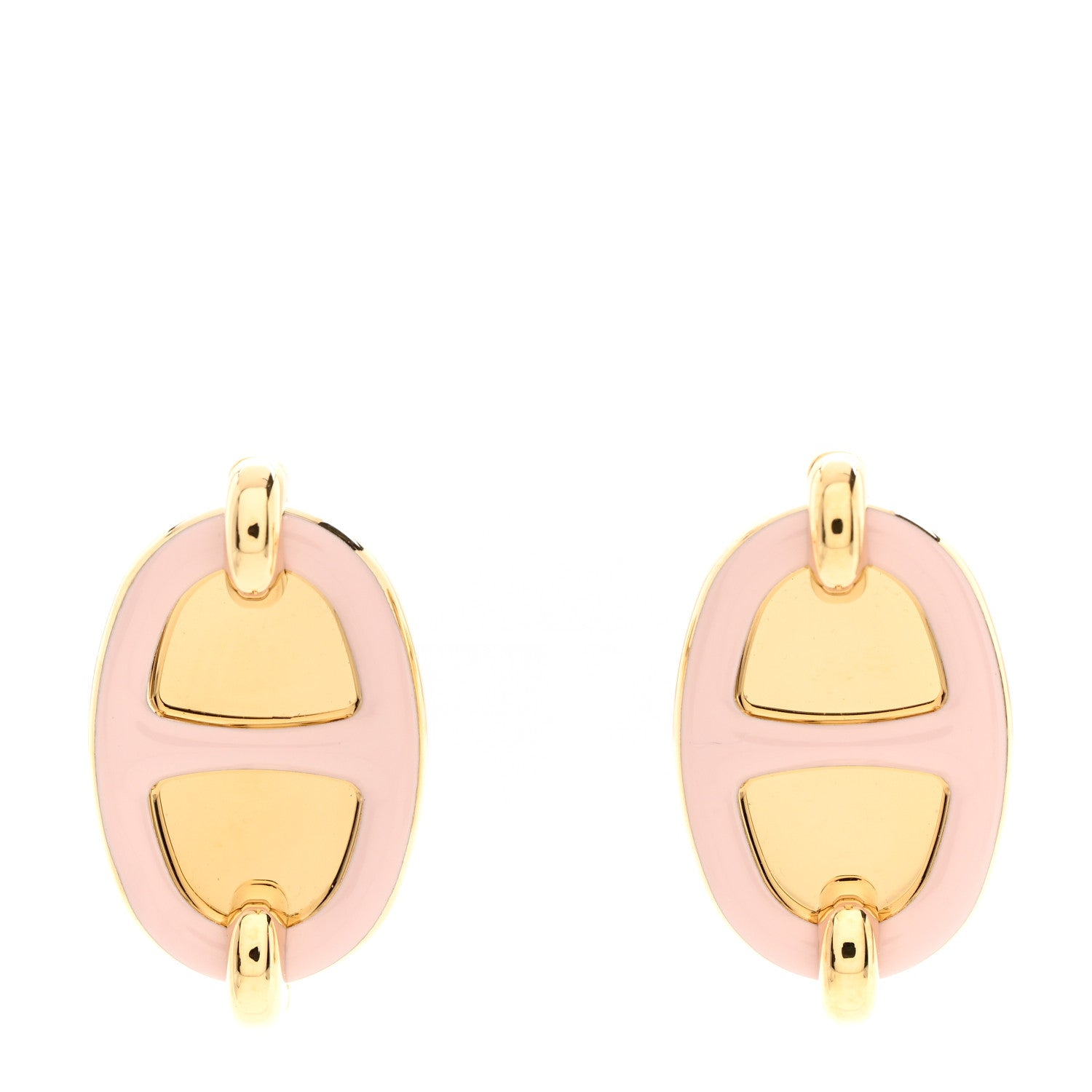 Hermes Enamel Mini Maillon Earrings Rose Candeur 1 of 5