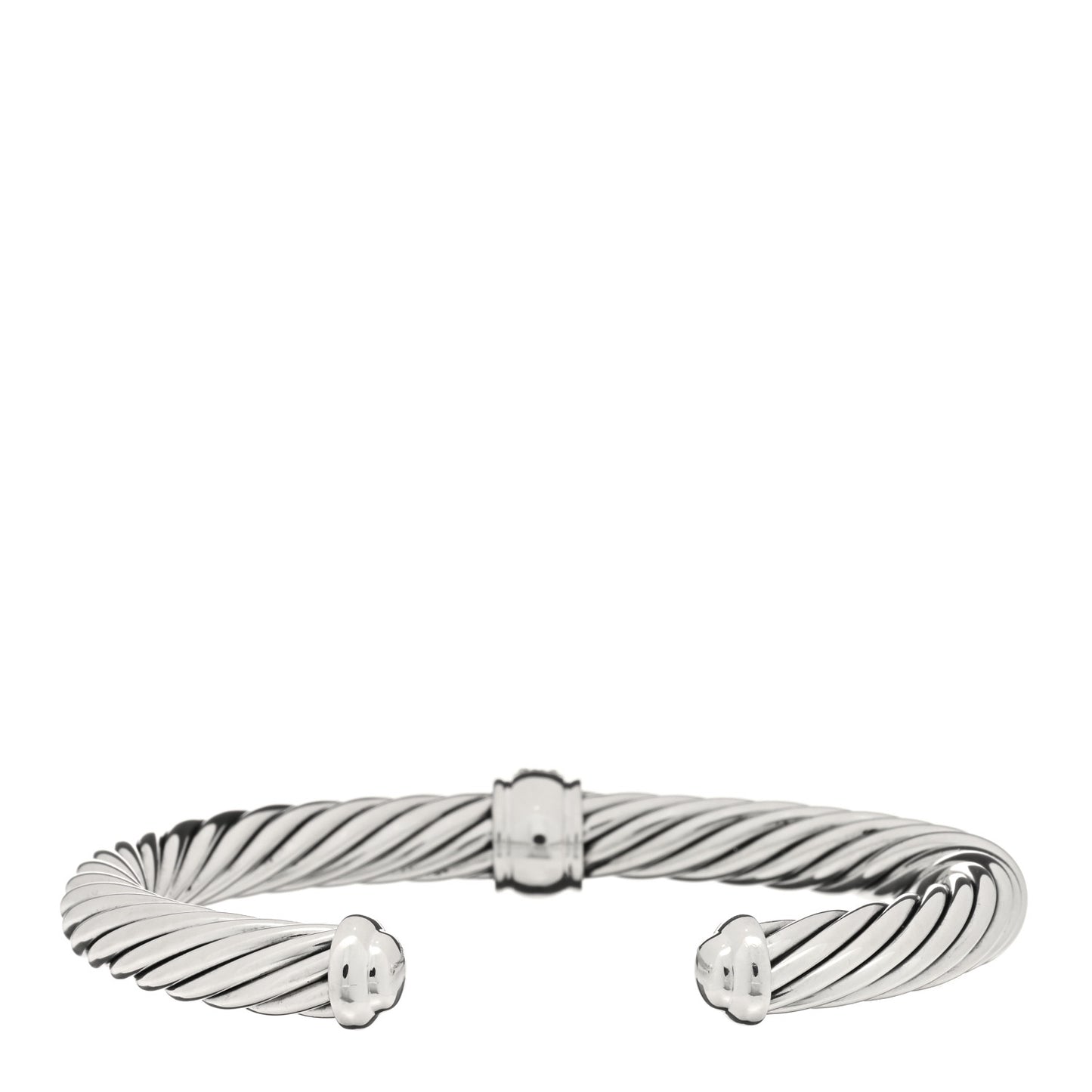 Sterling Silver Black Diamond 7mm Cable Classics Station Bracelet