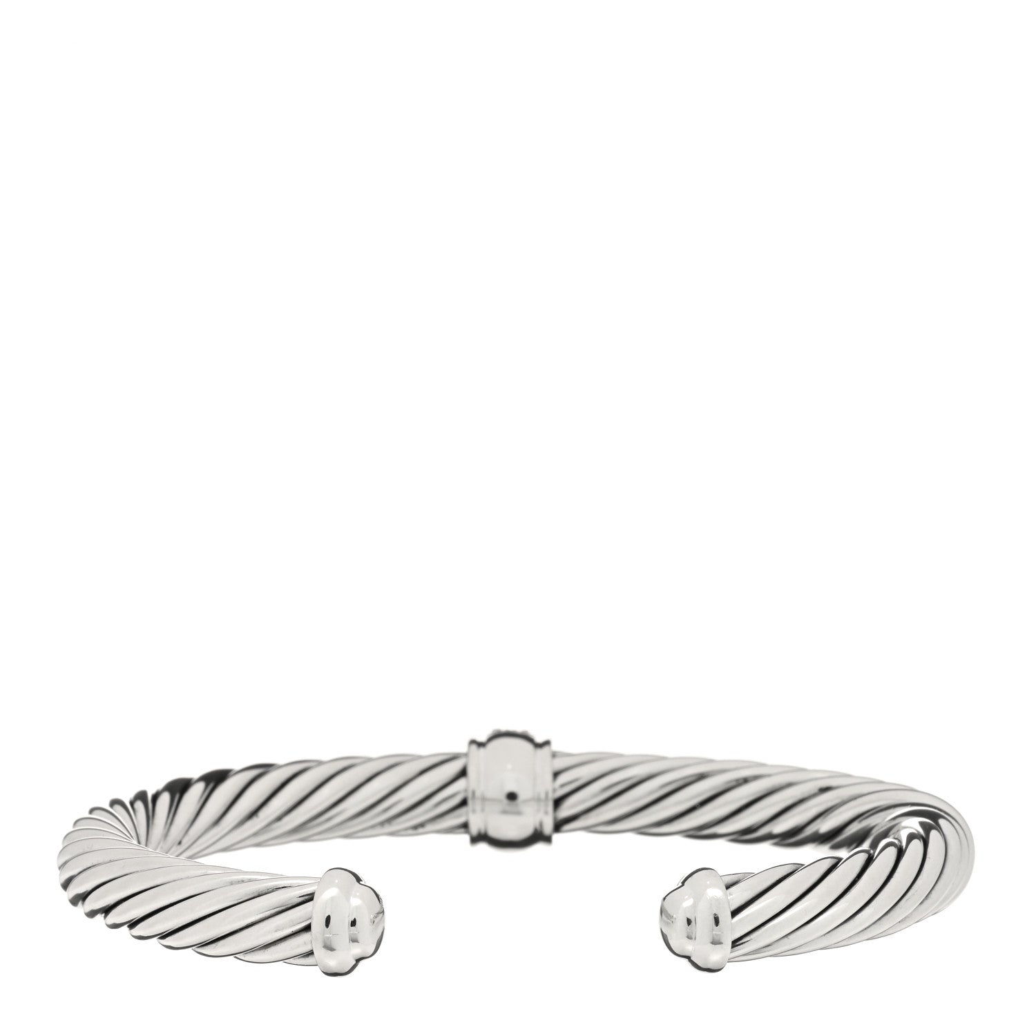 David Yurman Sterling Silver Black Diamond 7mm Cable Classics Station Bracelet 2 of 3