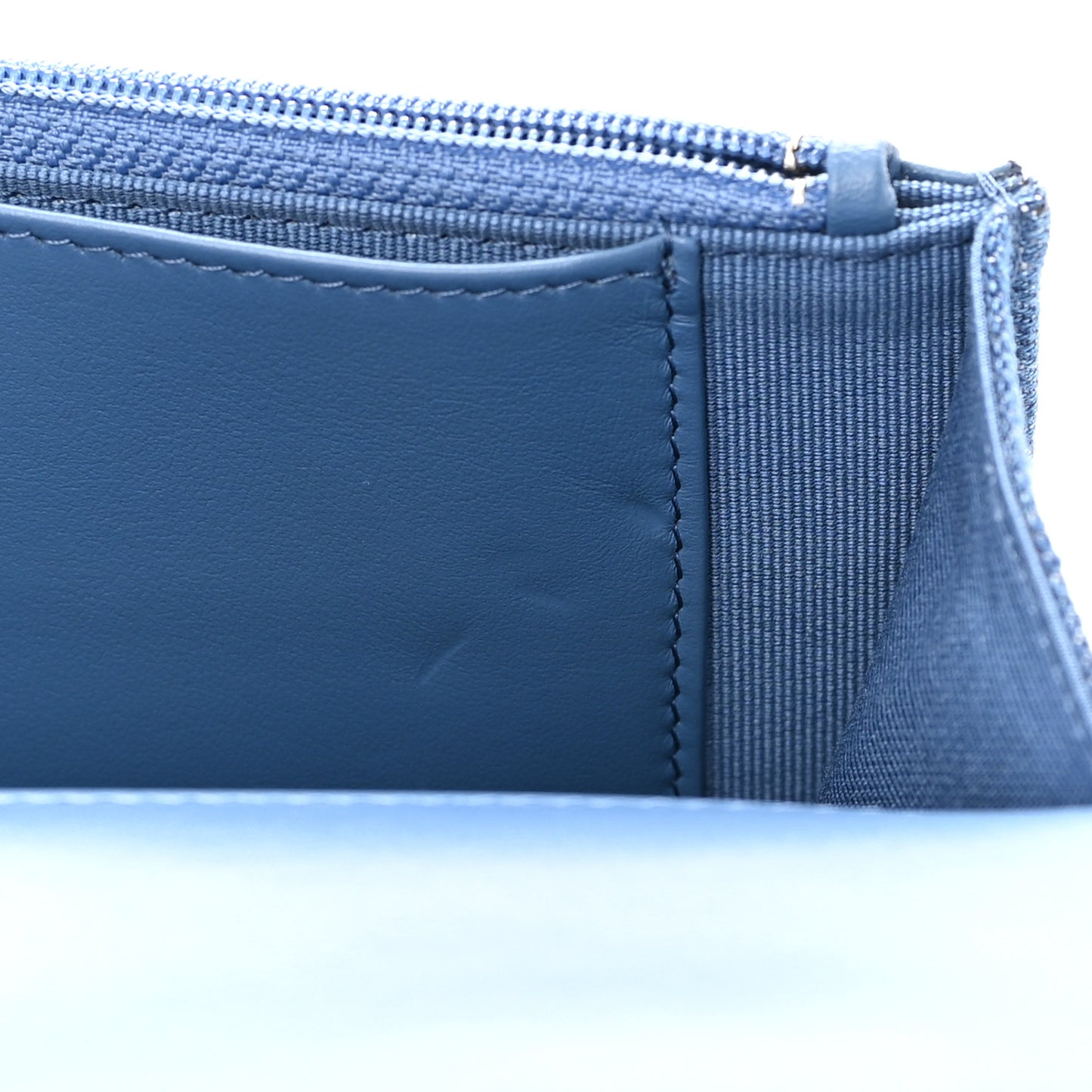 Denim Quilted Chanel 19 Wallet On Chain WOC Blue