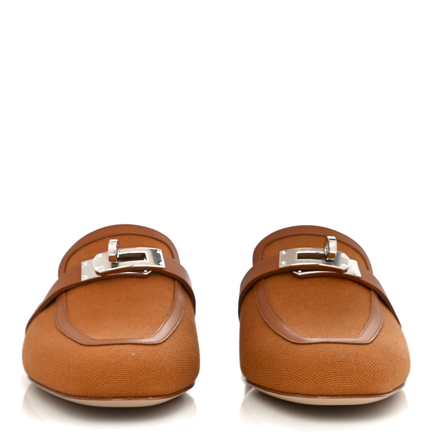 Cotton Canvas Calfskin Oz Mules 37 Naturel Beige Dore